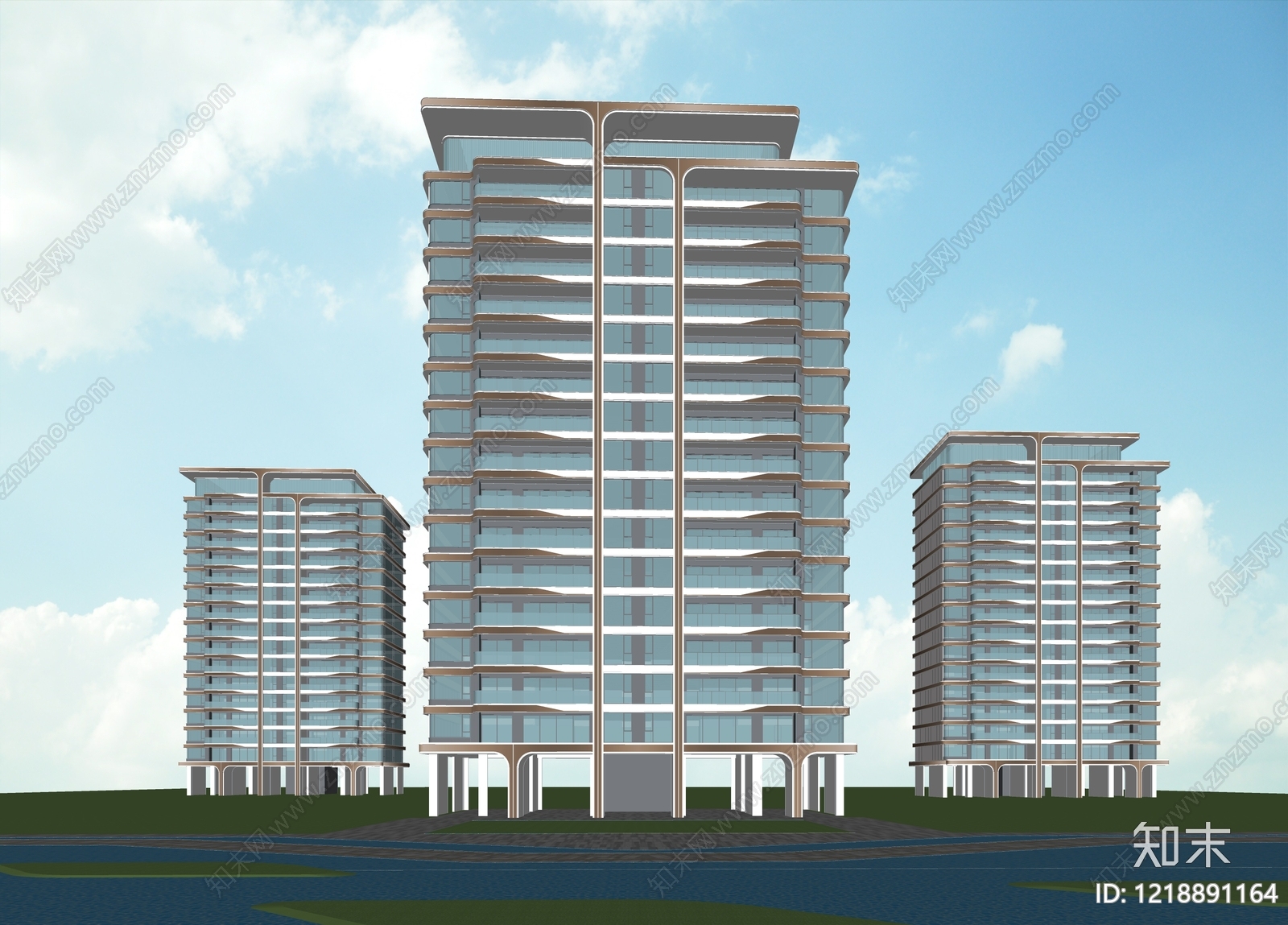 现代主义小高层住宅楼SU模型下载【ID:1218891164】