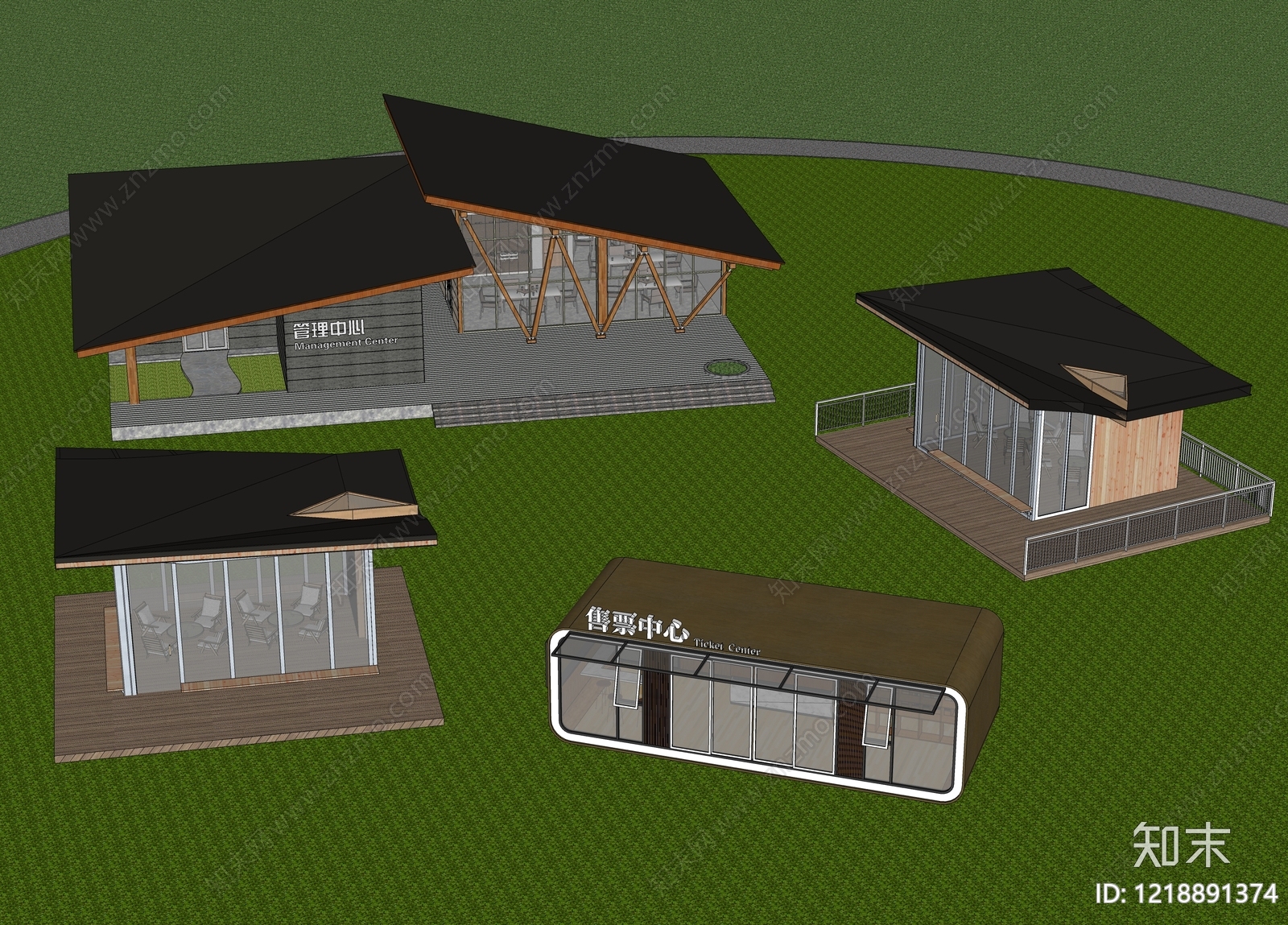 现代主义小公建SU模型下载【ID:1218891374】