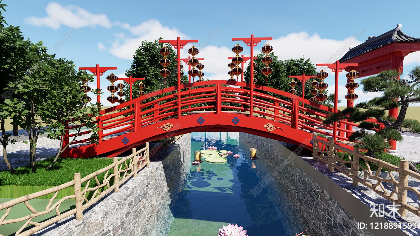新中式景观桥SU模型下载【ID:1218891599】