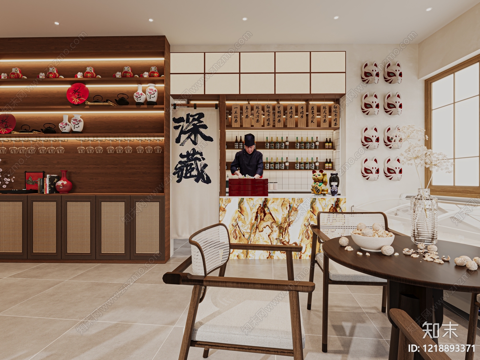 新中式日料店3D模型渲染效果图