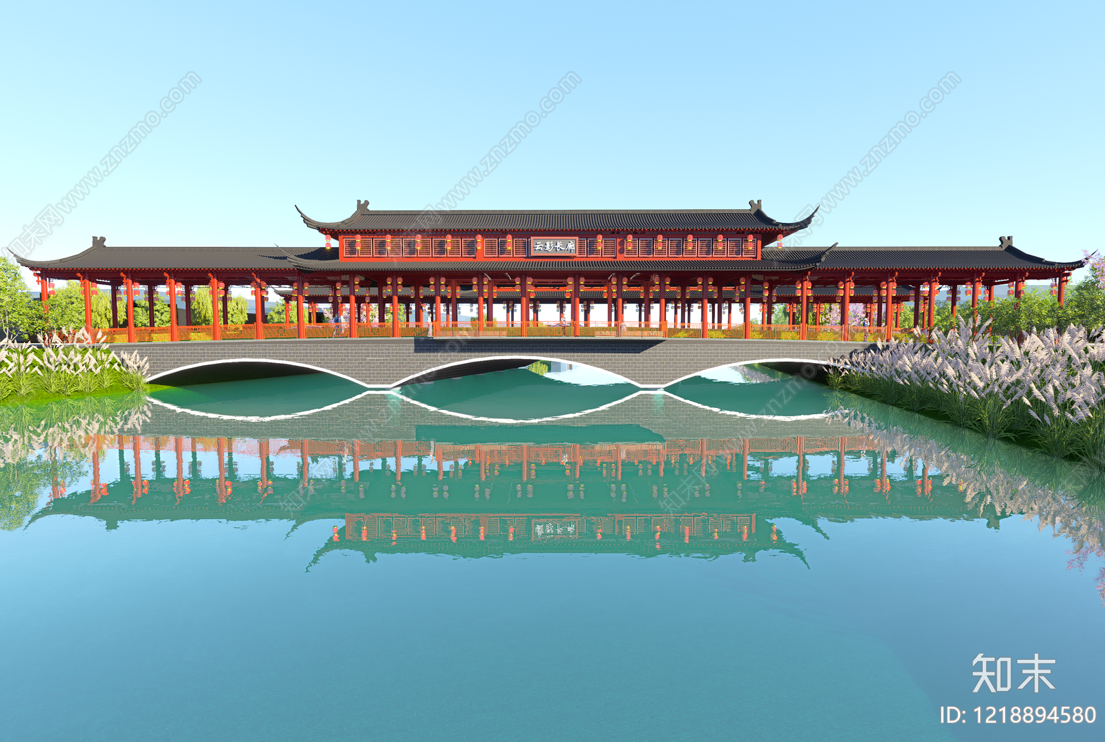 新中式大桥SU模型草图