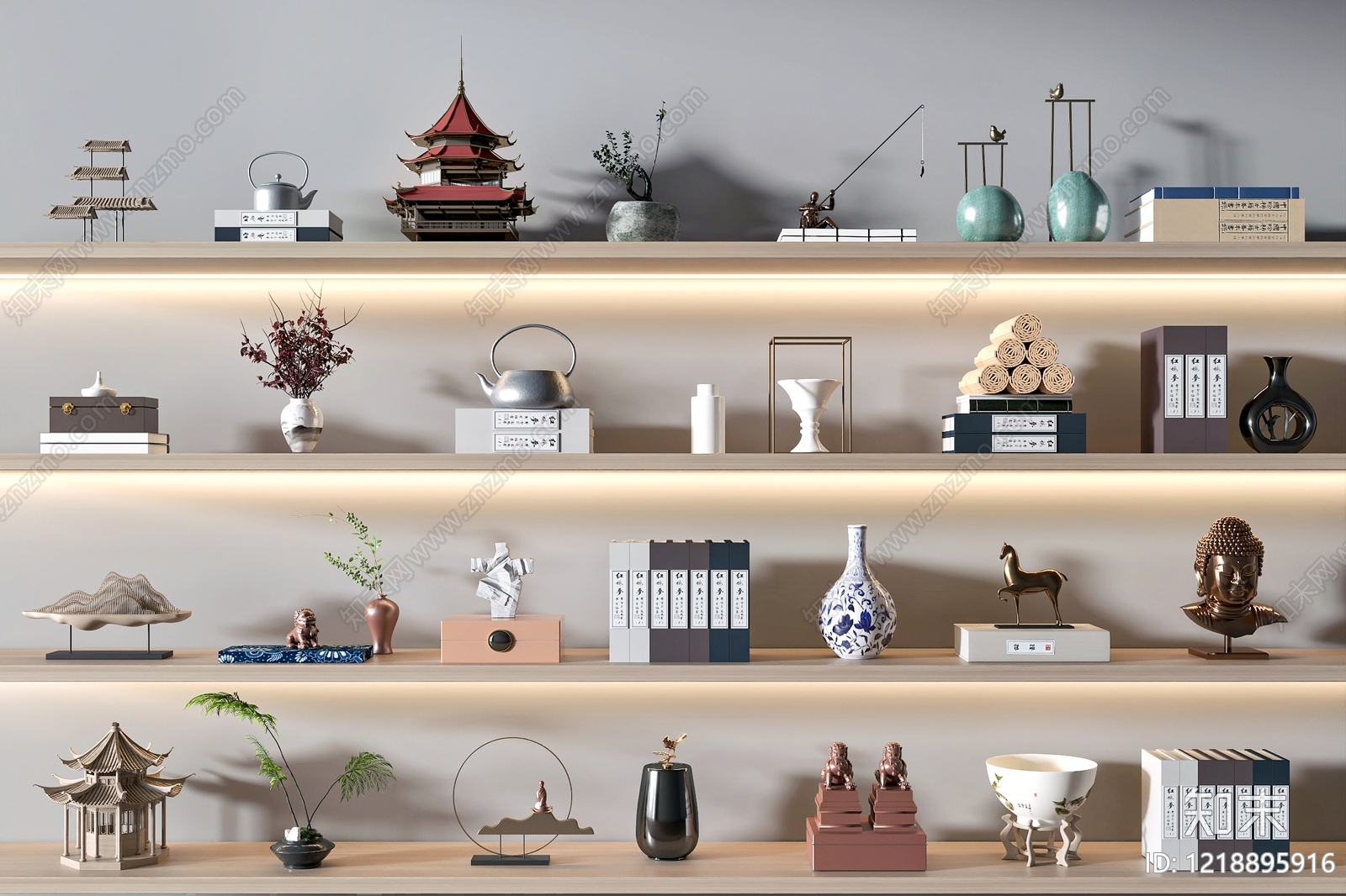 新中式摆件组合3D模型下载【ID:1218895916】