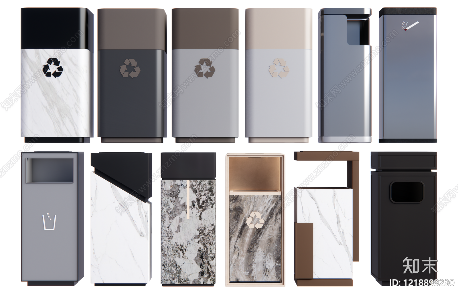 现代简约垃圾桶SU模型草图