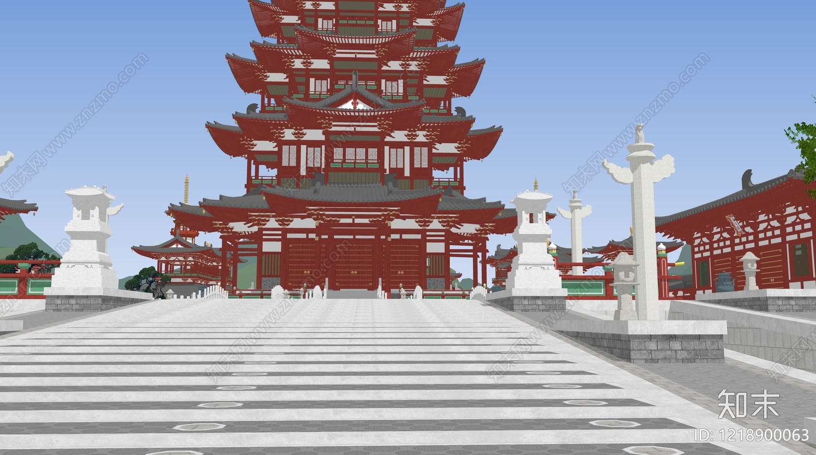 中式古建筑SU模型下载【ID:1218900063】