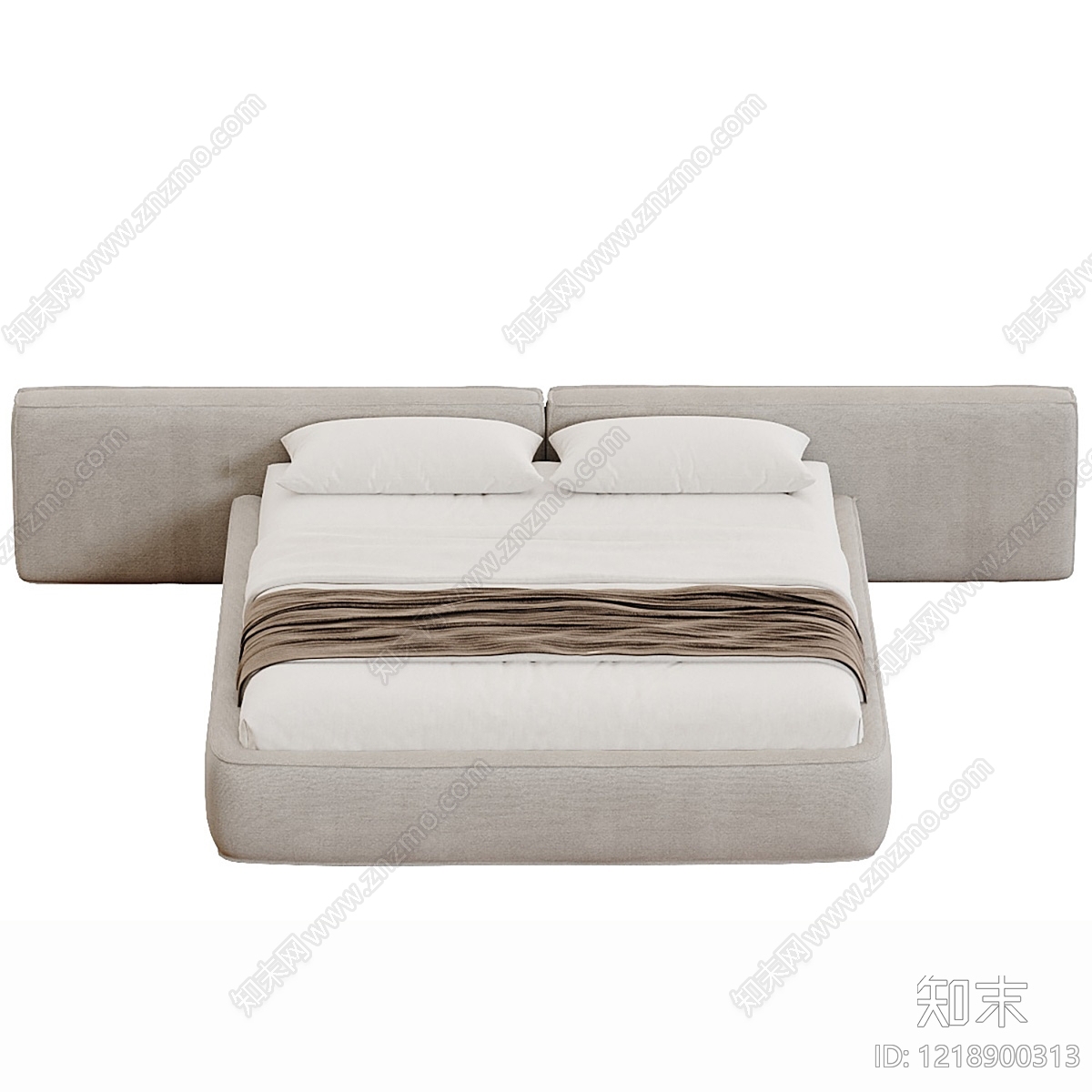 极简双人床3D模型下载【ID:1218900313】