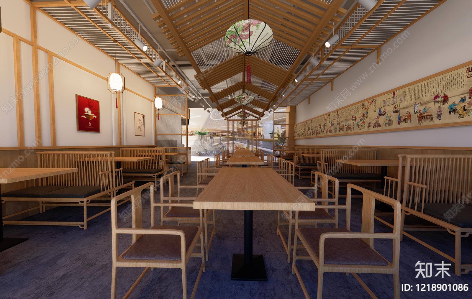 新中式中餐厅SU模型下载【ID:1218901086】