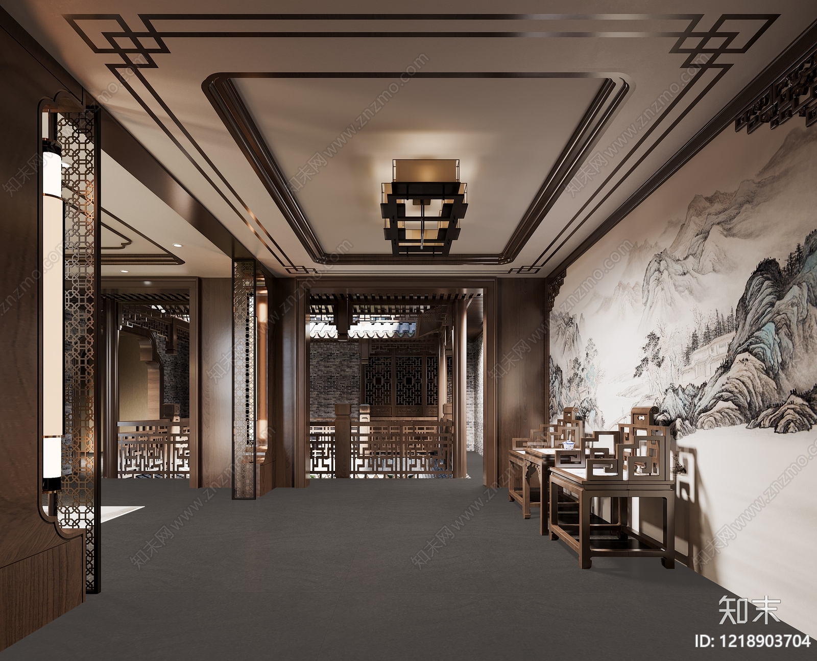 新中式民宿3D模型下载【ID:1218903704】