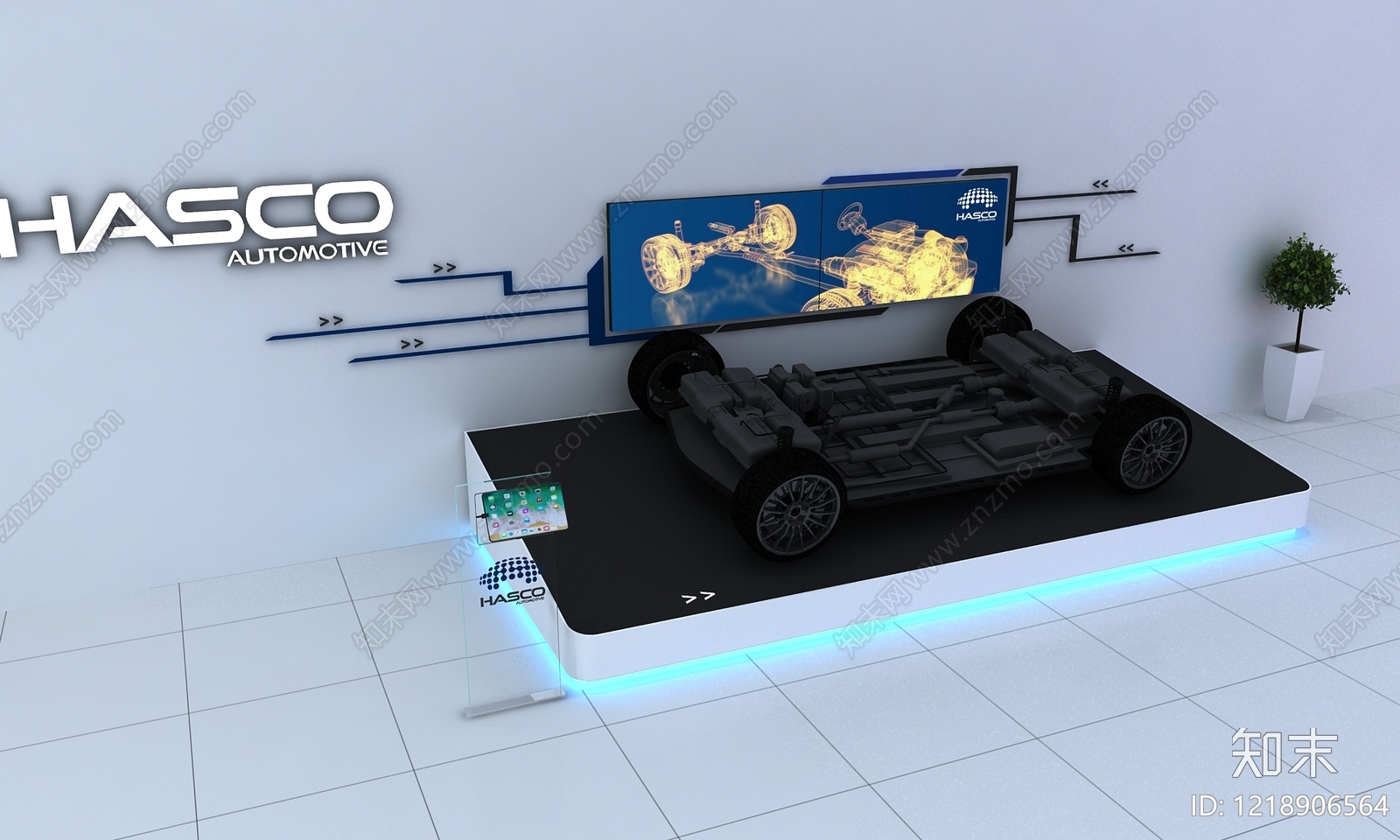 极简主义汽车展台3D模型渲染效果图