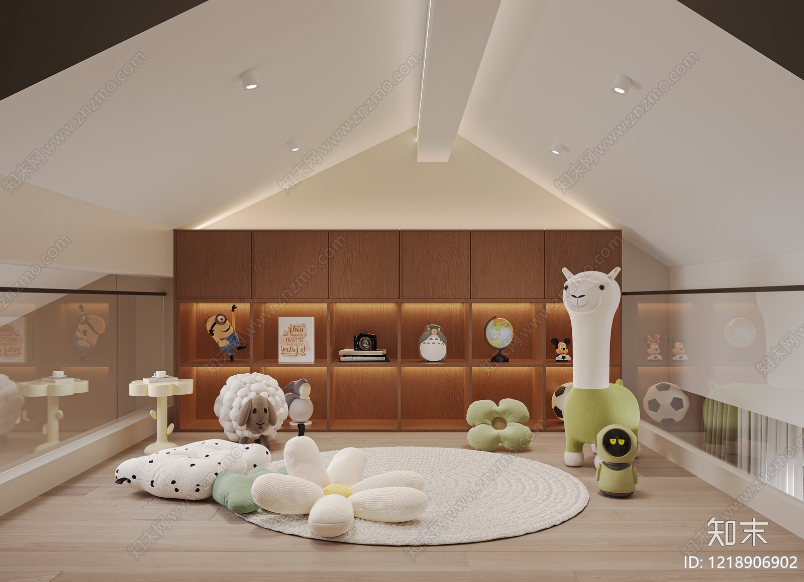 原木风通用儿童房3D模型下载【ID:1218906902】