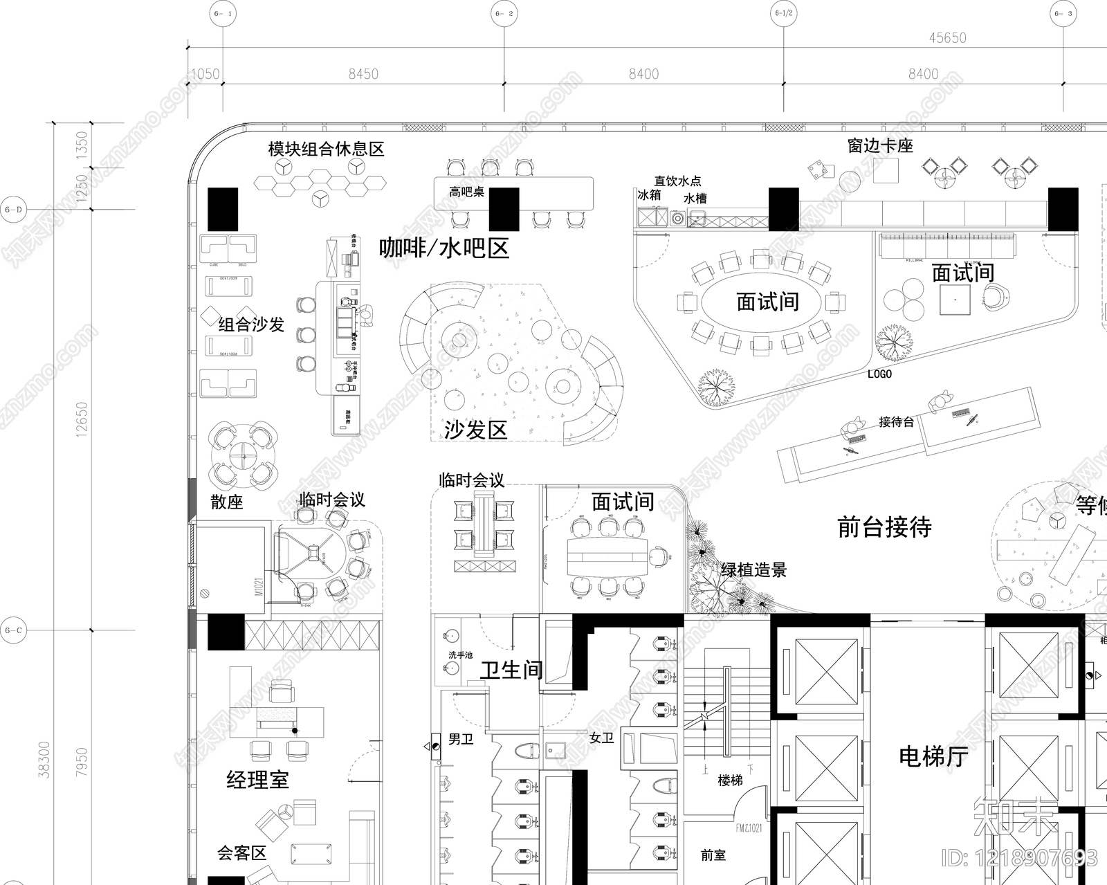 整体办公空间cad施工图下载【ID:1218907693】