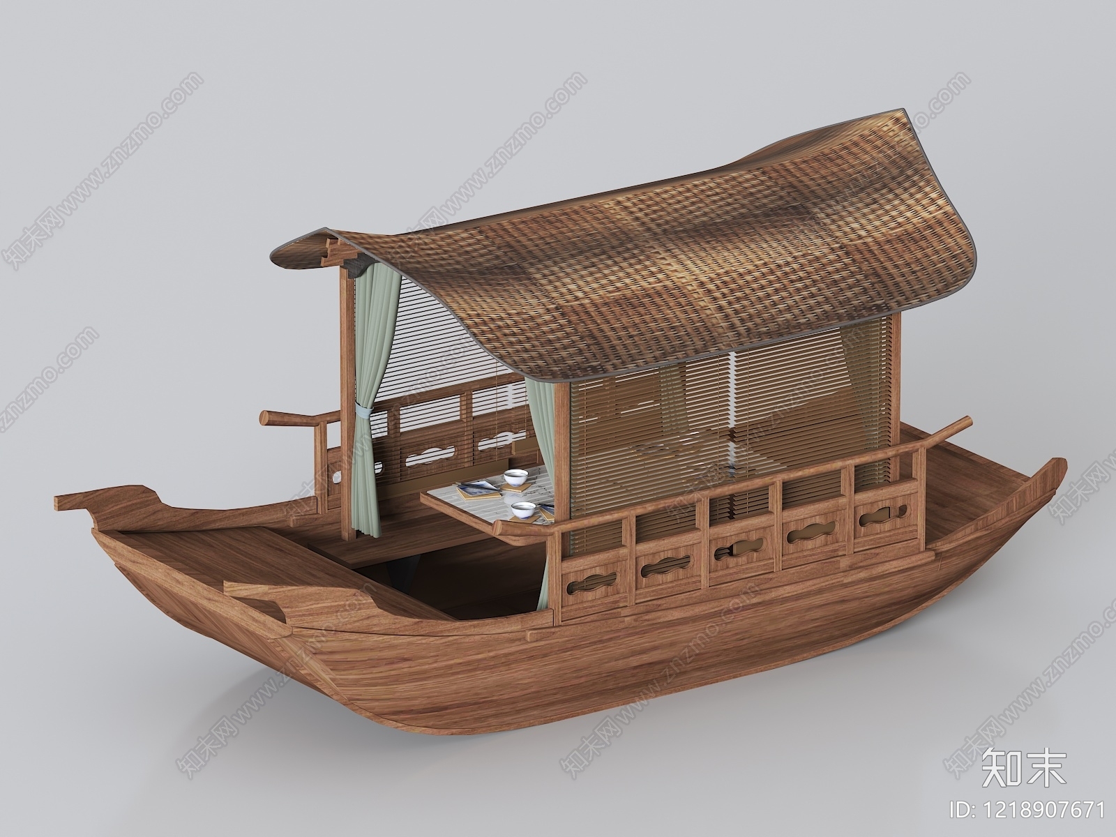 新中式船SU模型下载【ID:1218907671】