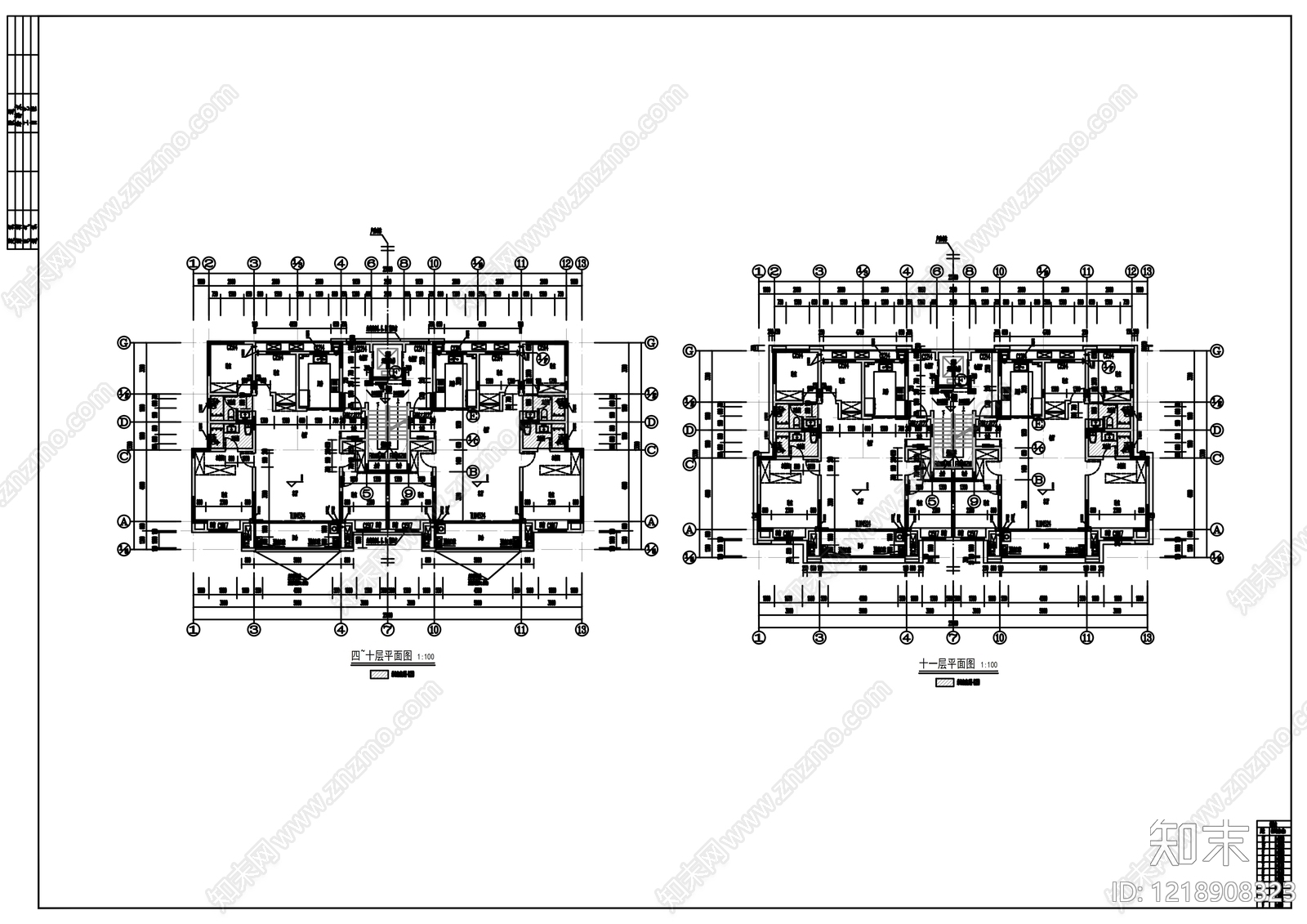住宅楼建筑cad施工图下载【ID:1218908323】