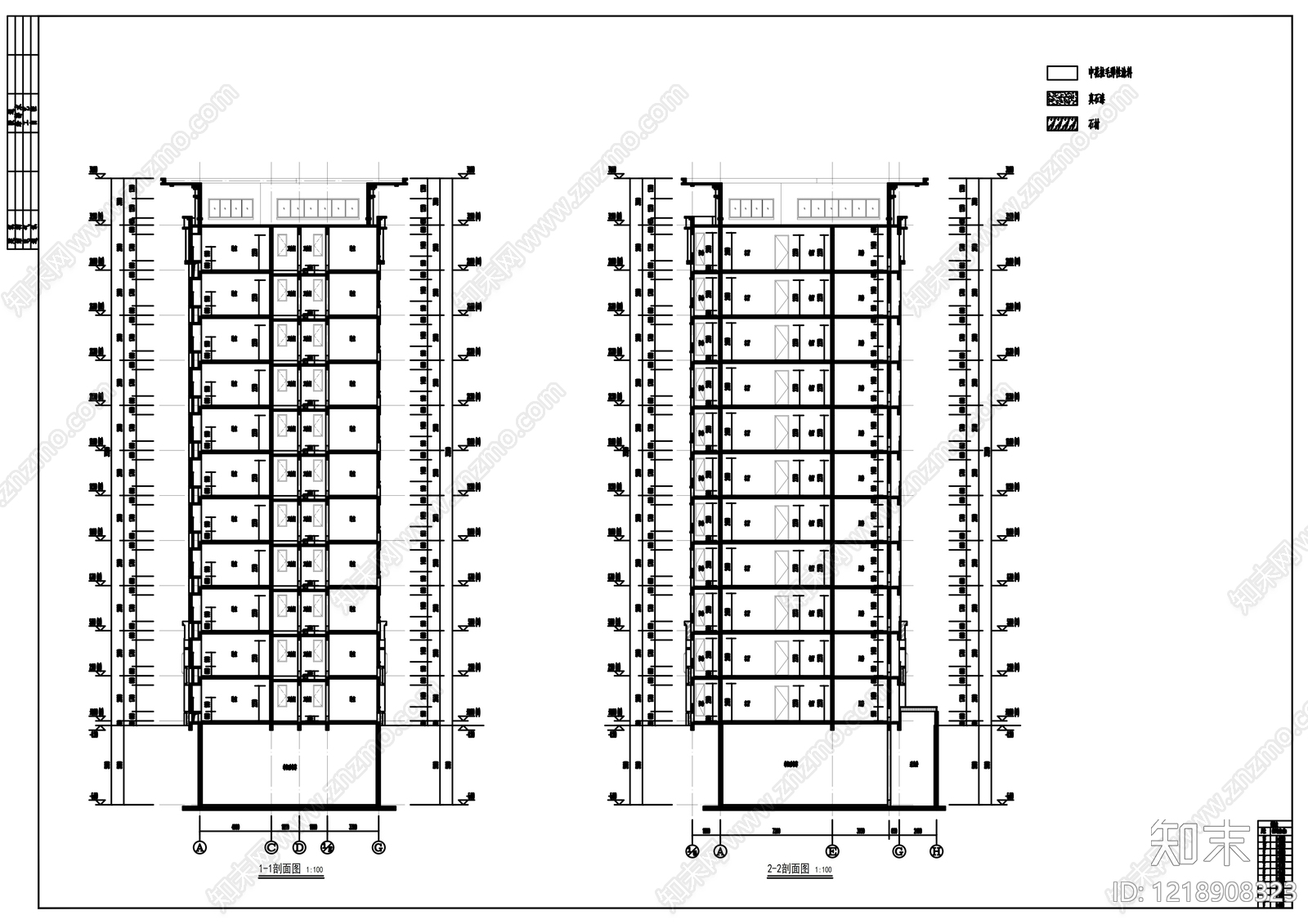 住宅楼建筑cad施工图下载【ID:1218908323】