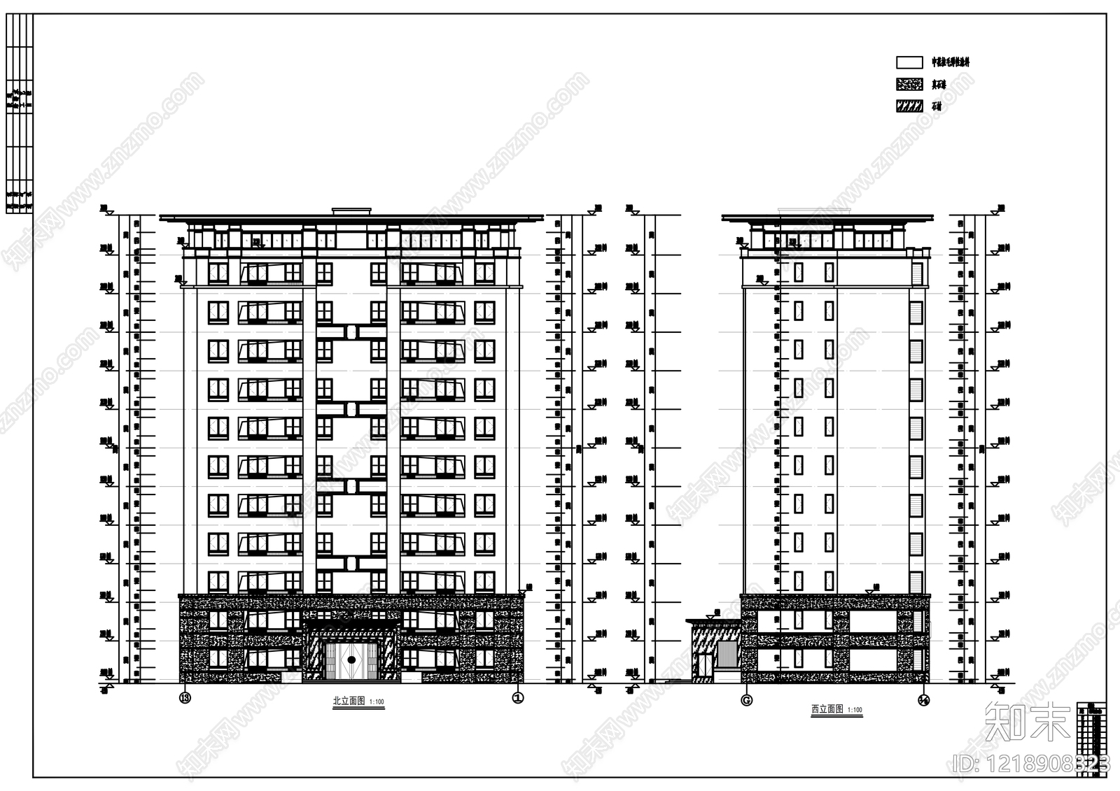 住宅楼建筑cad施工图下载【ID:1218908323】