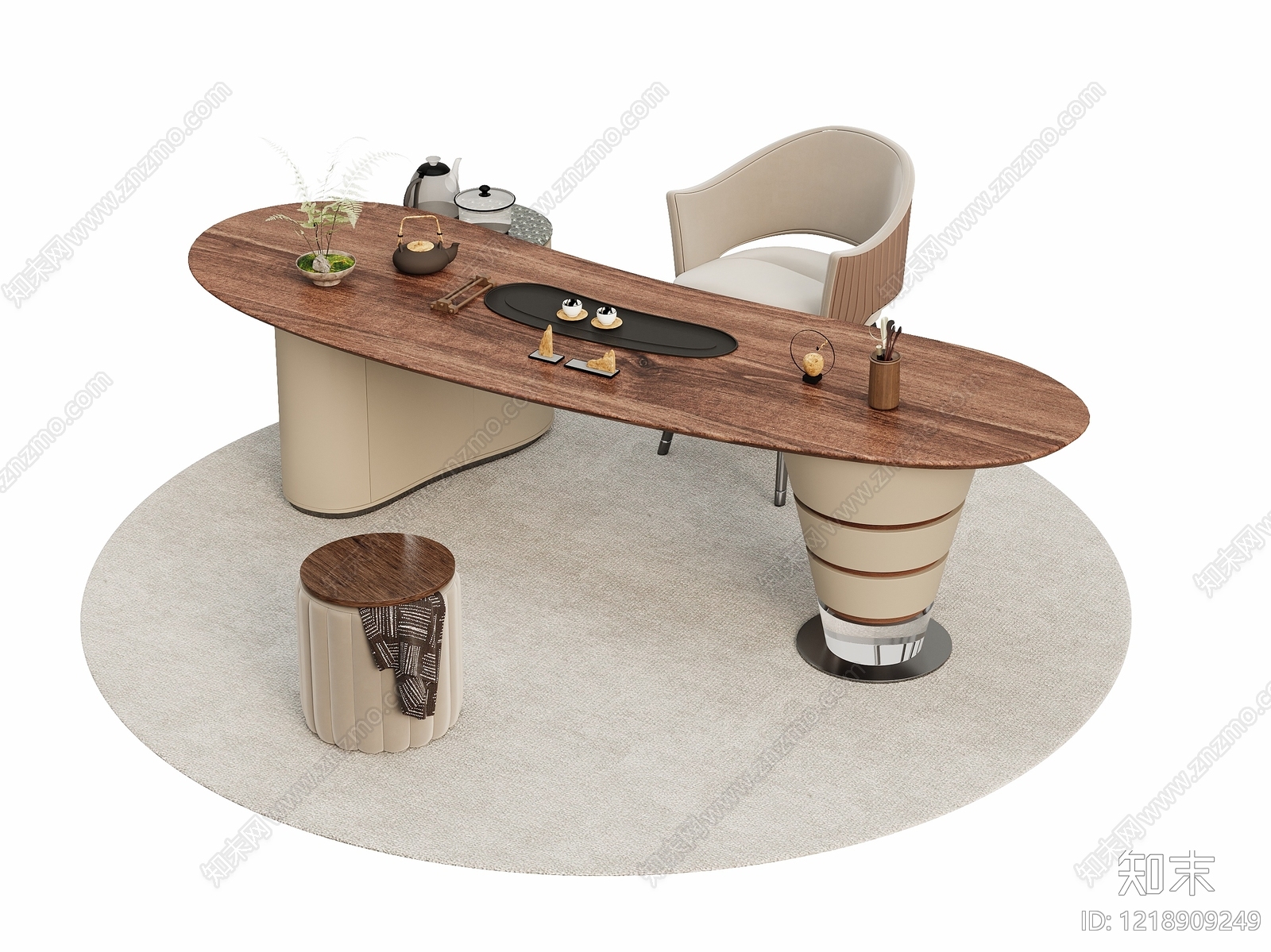 新中式茶桌椅3D模型下载【ID:1218909249】