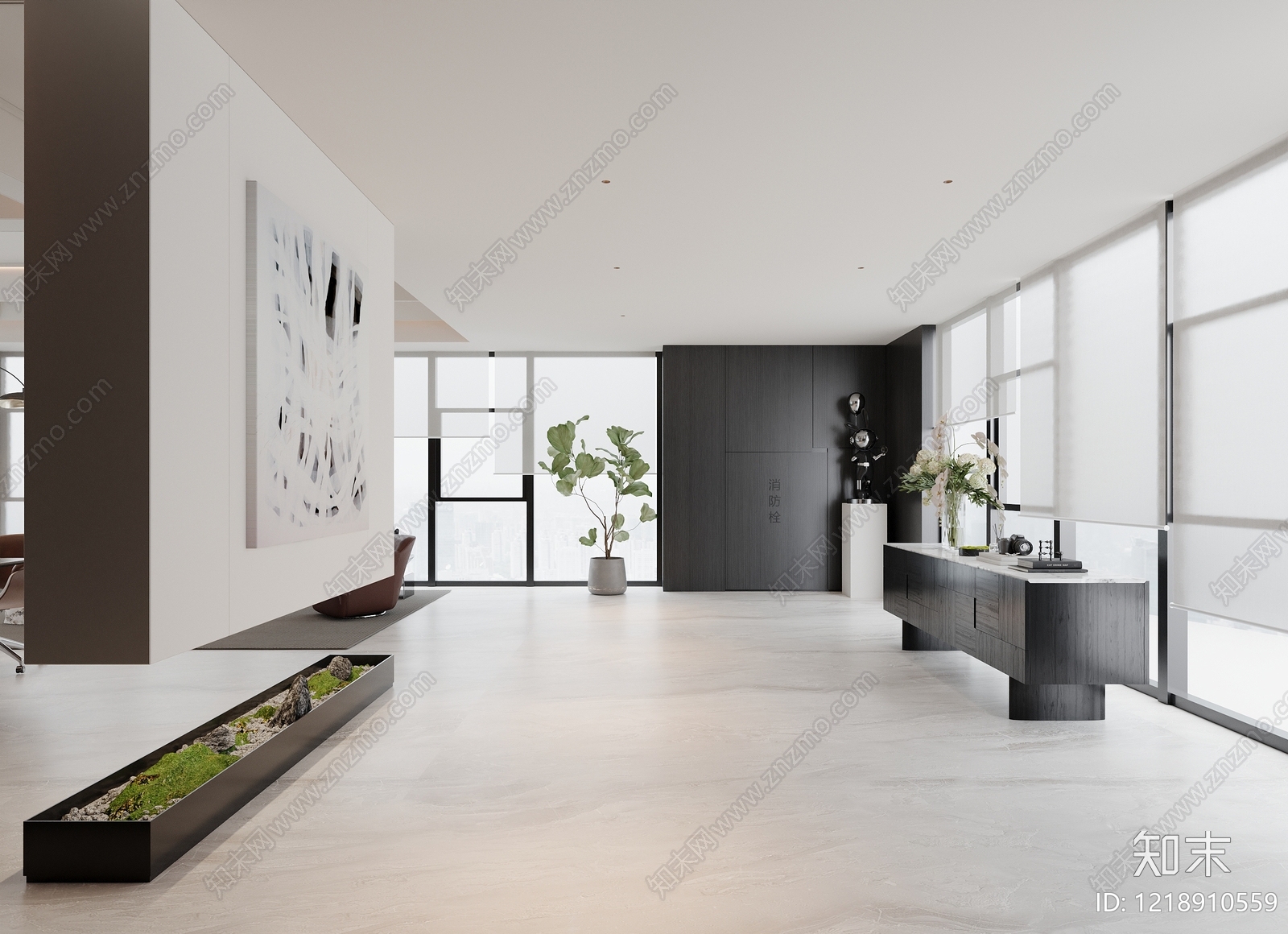 极简董事长办公室3D模型下载【ID:1218910559】