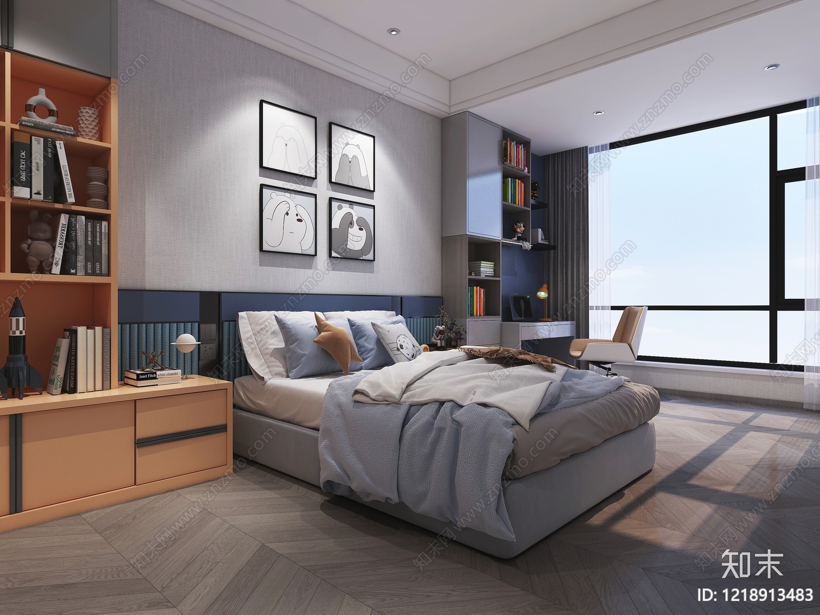现代简约男孩房3D模型下载【ID:1218913483】