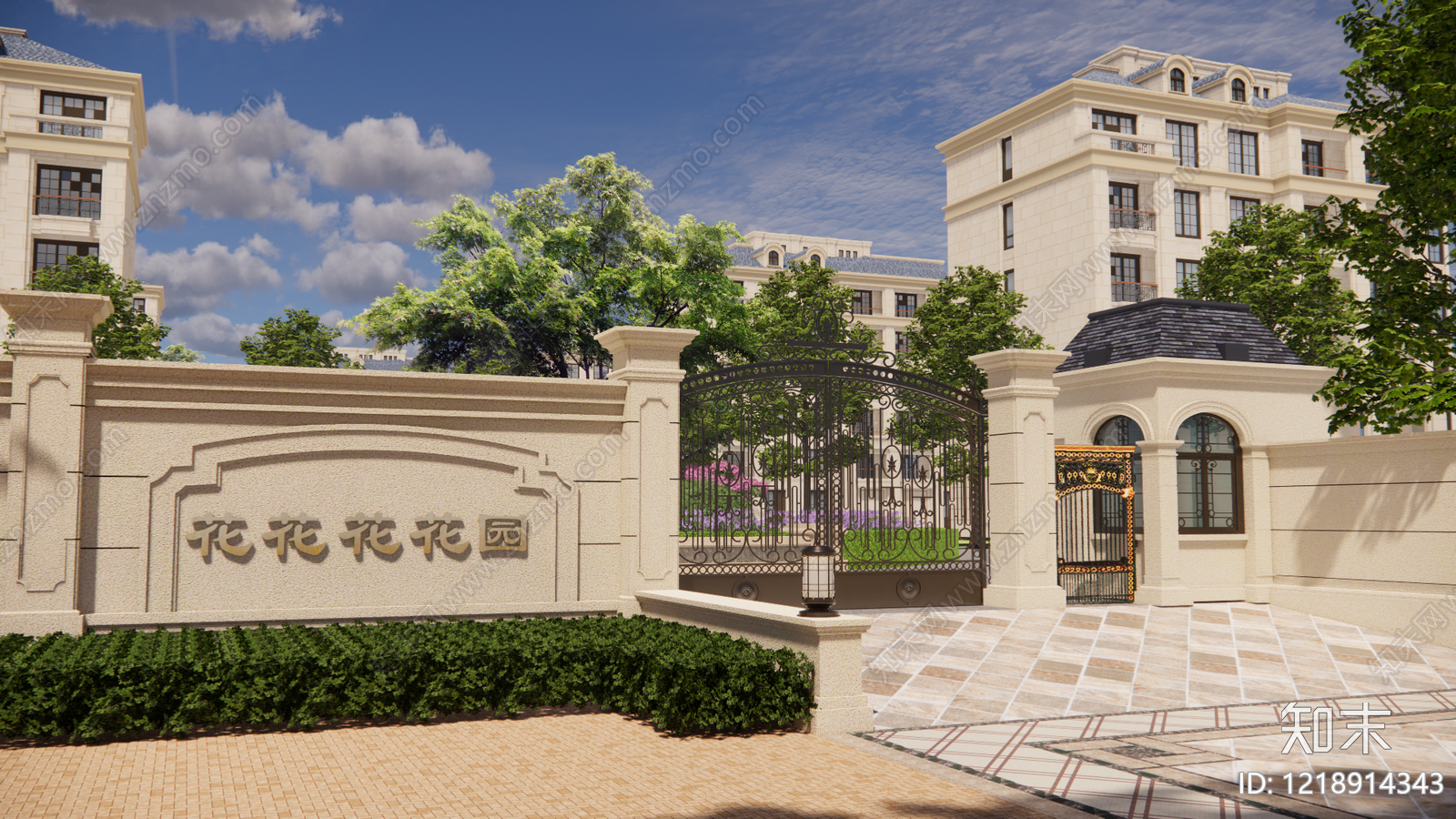 法式小区建筑SU模型下载【ID:1218914343】