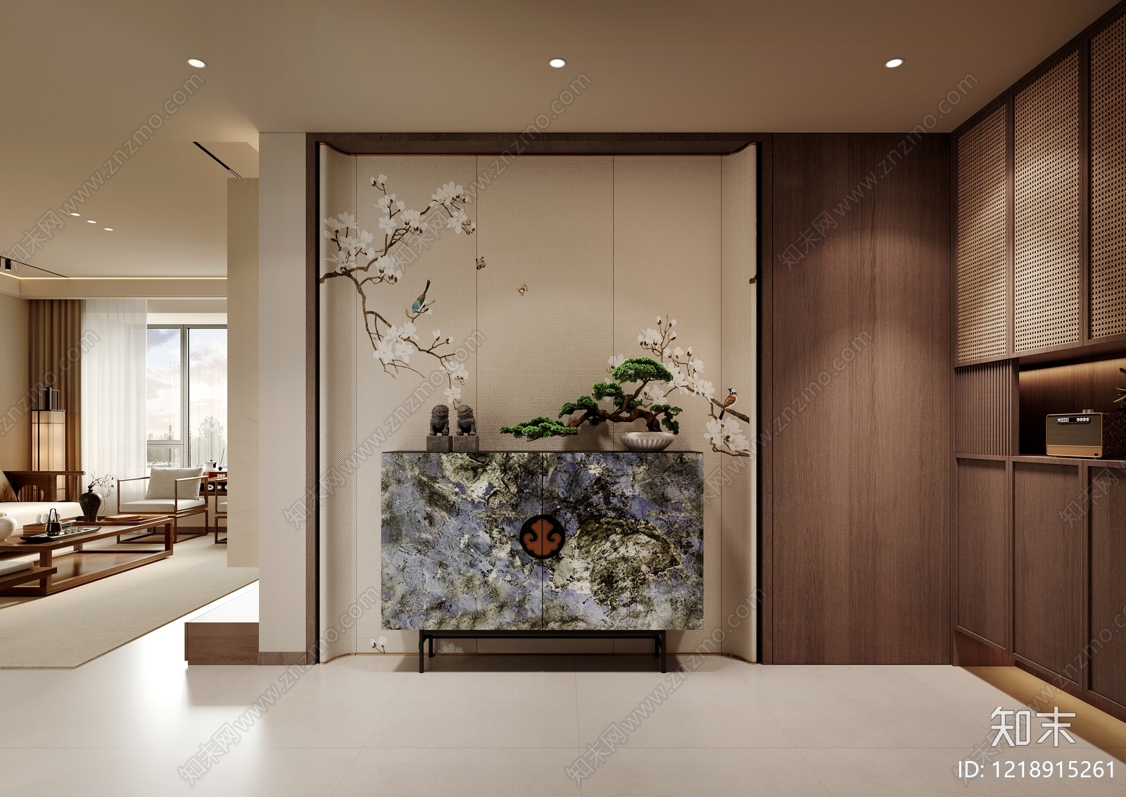 新中式玄关3D模型下载【ID:1218915261】