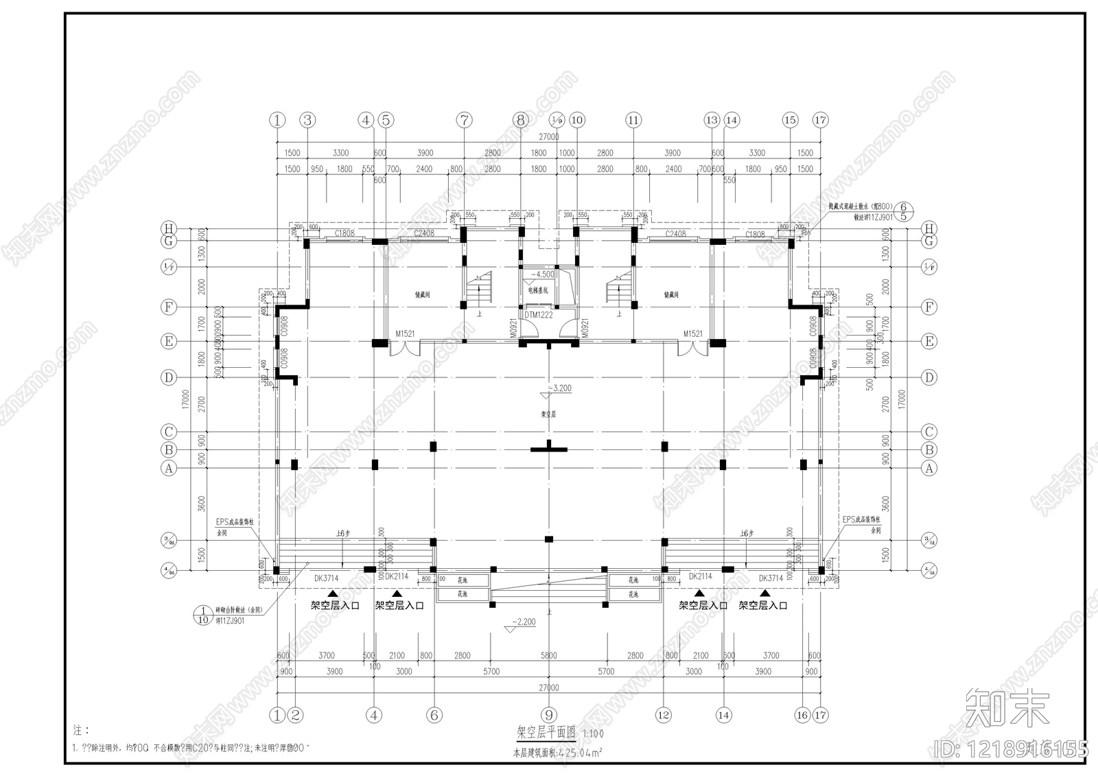 别墅建筑cad施工图下载【ID:1218916155】