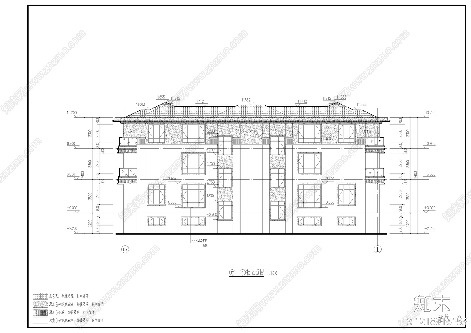 别墅建筑cad施工图下载【ID:1218916155】