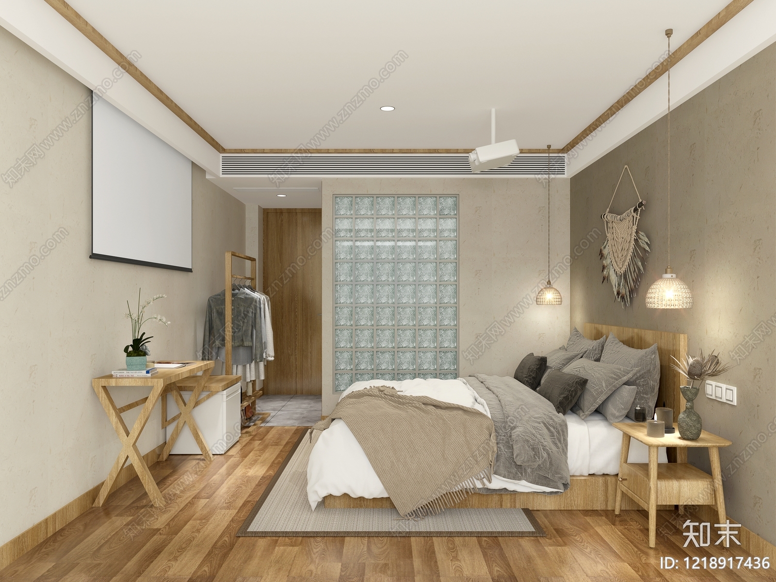 侘寂家居卧室3D模型下载【ID:1218917436】