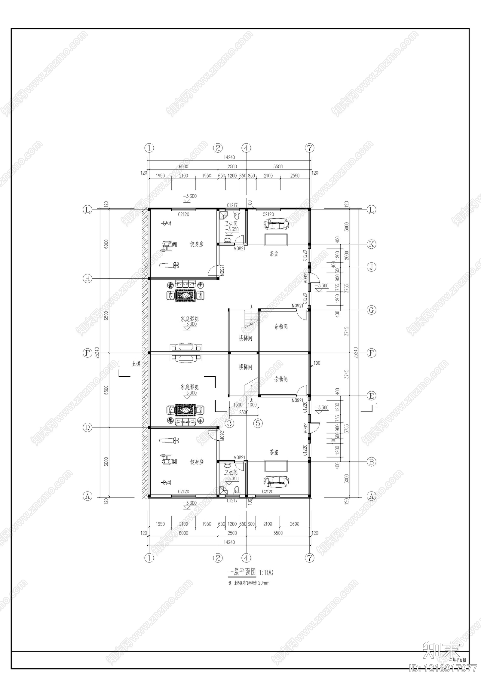 别墅建筑cad施工图下载【ID:1218917977】