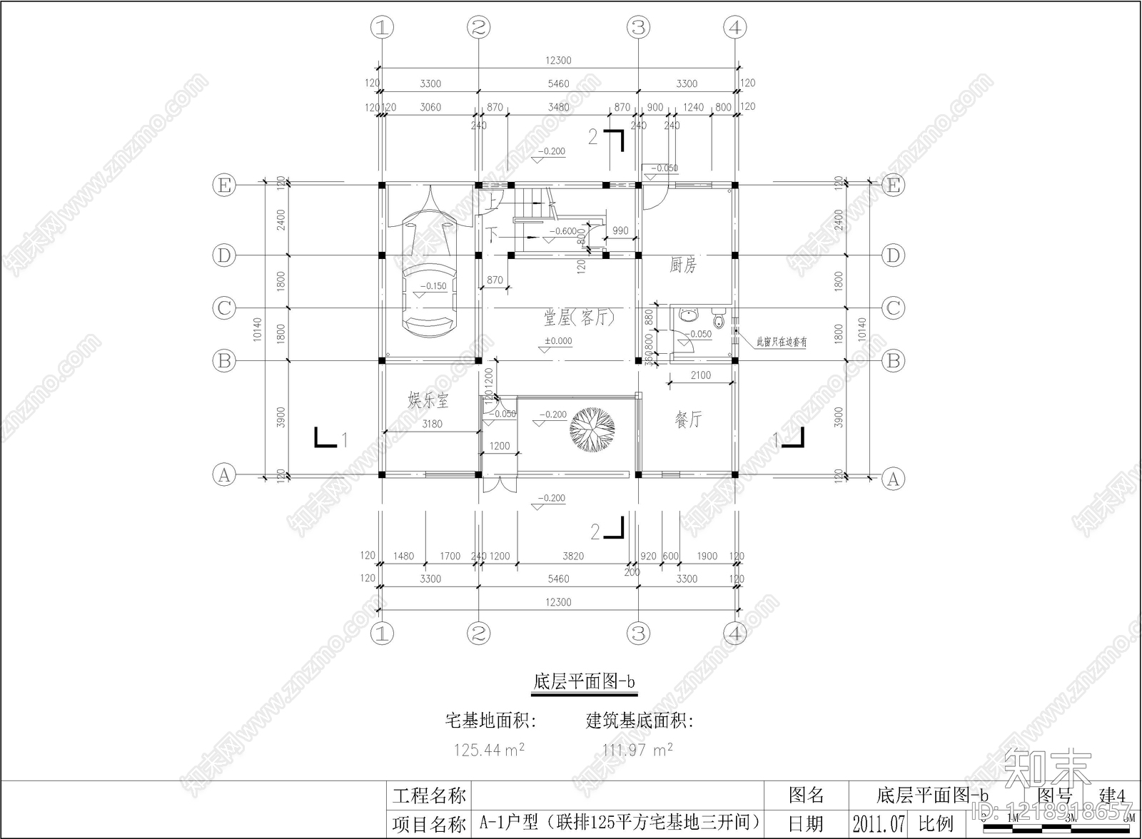 别墅建筑cad施工图下载【ID:1218918657】