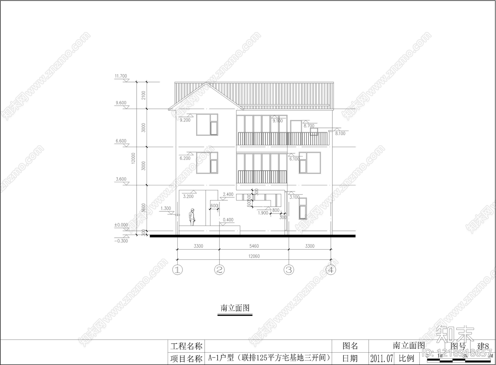 别墅建筑cad施工图下载【ID:1218918657】