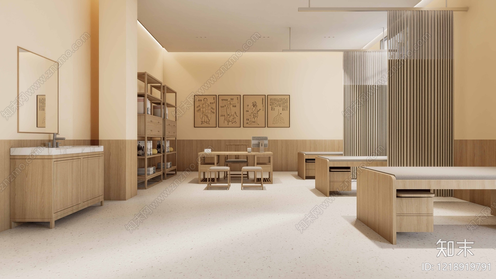 新中式医院SU模型下载【ID:1218919791】
