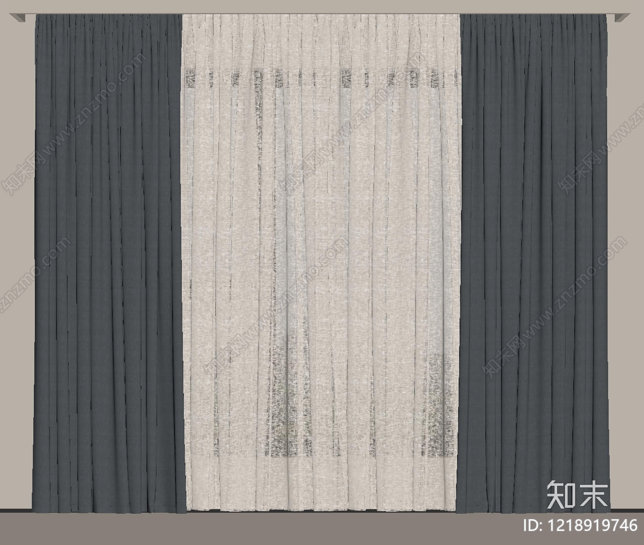 极简窗帘SU模型下载【ID:1218919746】