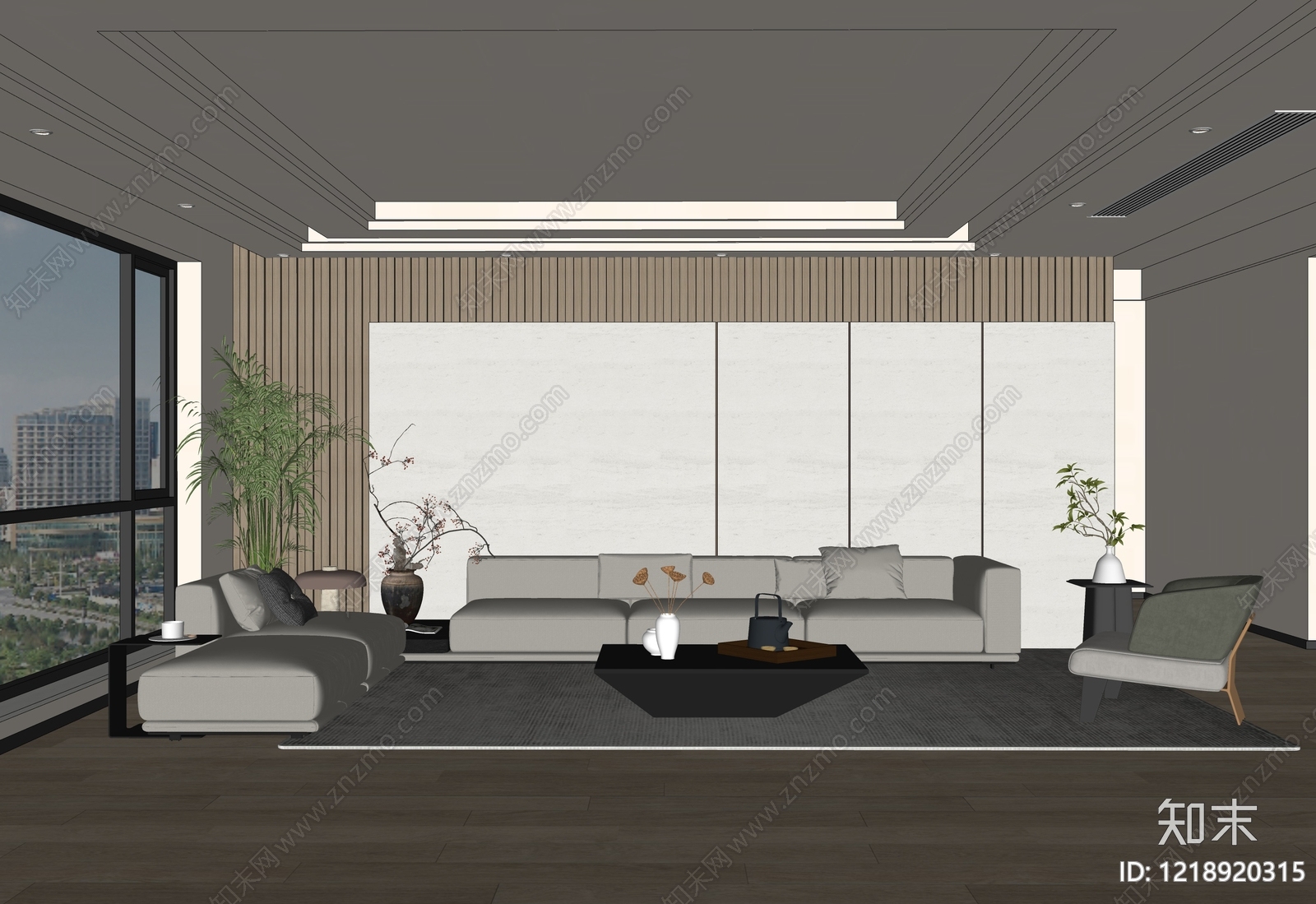 现代简约家居客厅SU模型下载【ID:1218920315】