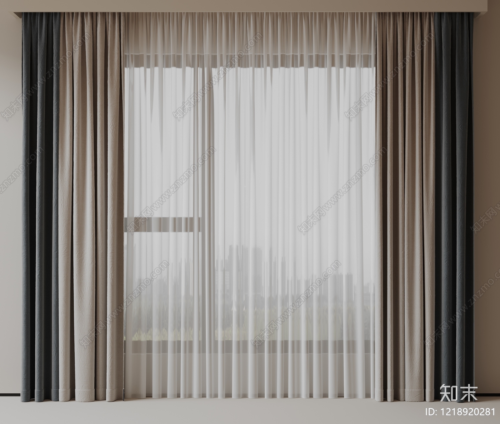 现代简约窗帘SU模型下载【ID:1218920281】