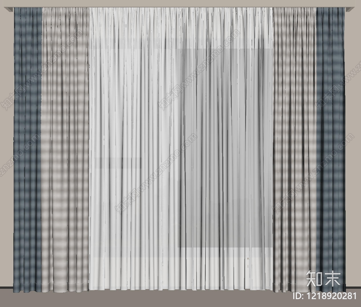 现代简约窗帘SU模型下载【ID:1218920281】