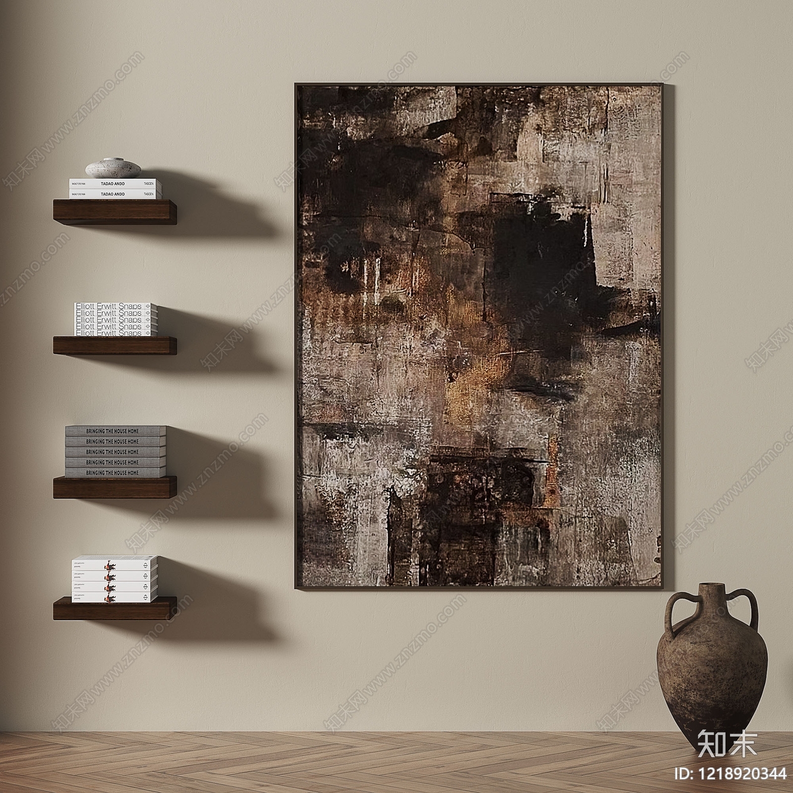 侘寂抽象复古挂画3D模型下载【ID:1218920344】