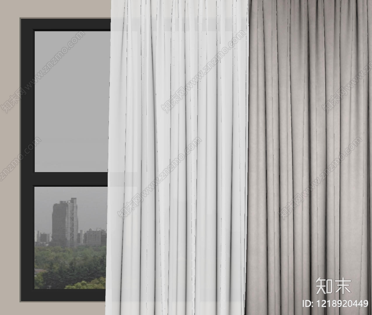 极简窗帘SU模型下载【ID:1218920449】