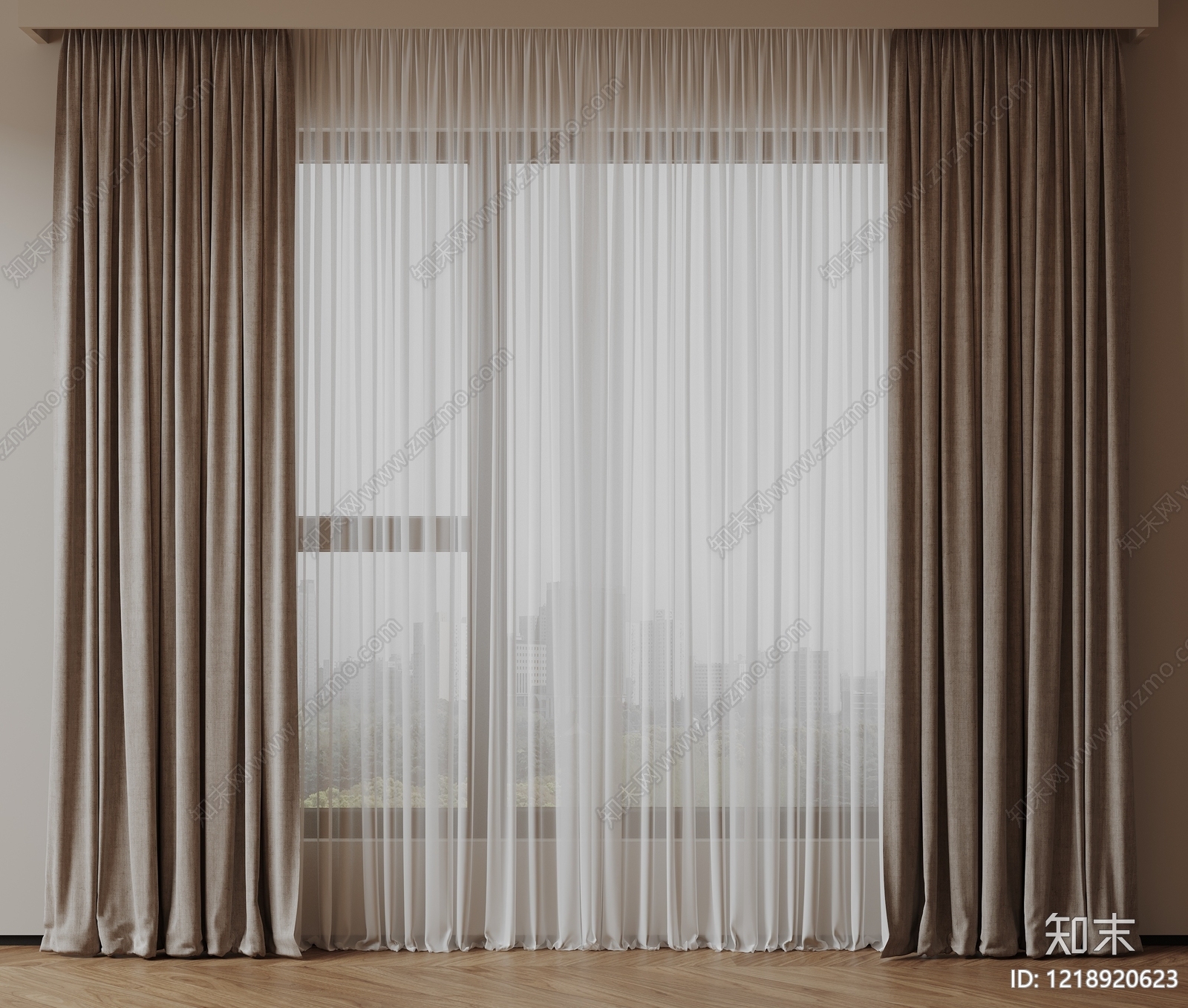 极简窗帘SU模型下载【ID:1218920623】