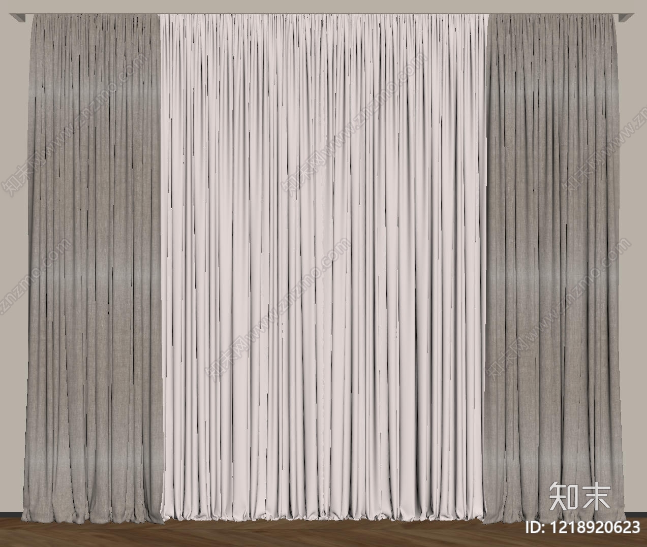 极简窗帘SU模型下载【ID:1218920623】