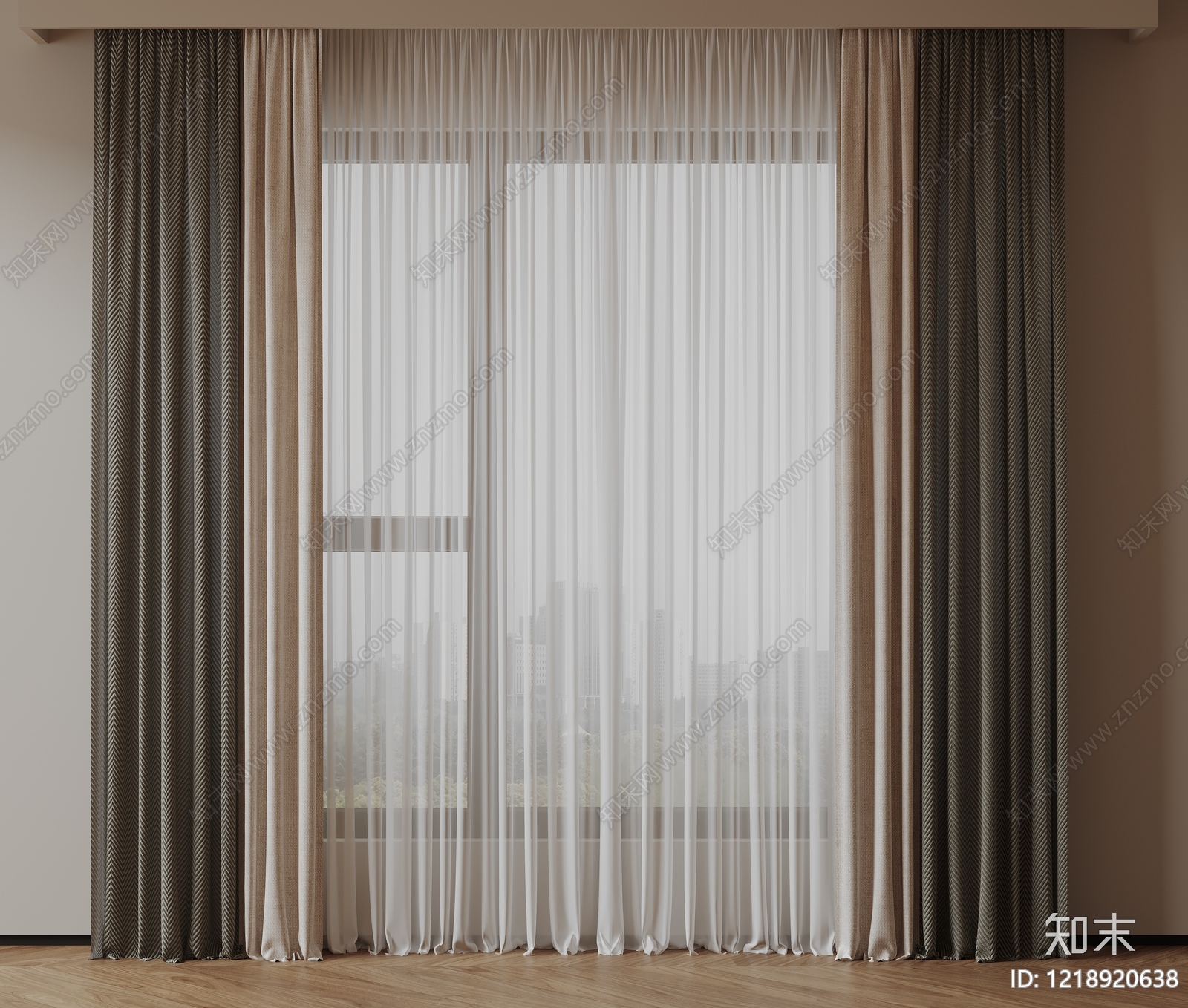 极简通用窗帘3D模型下载【ID:1218920638】