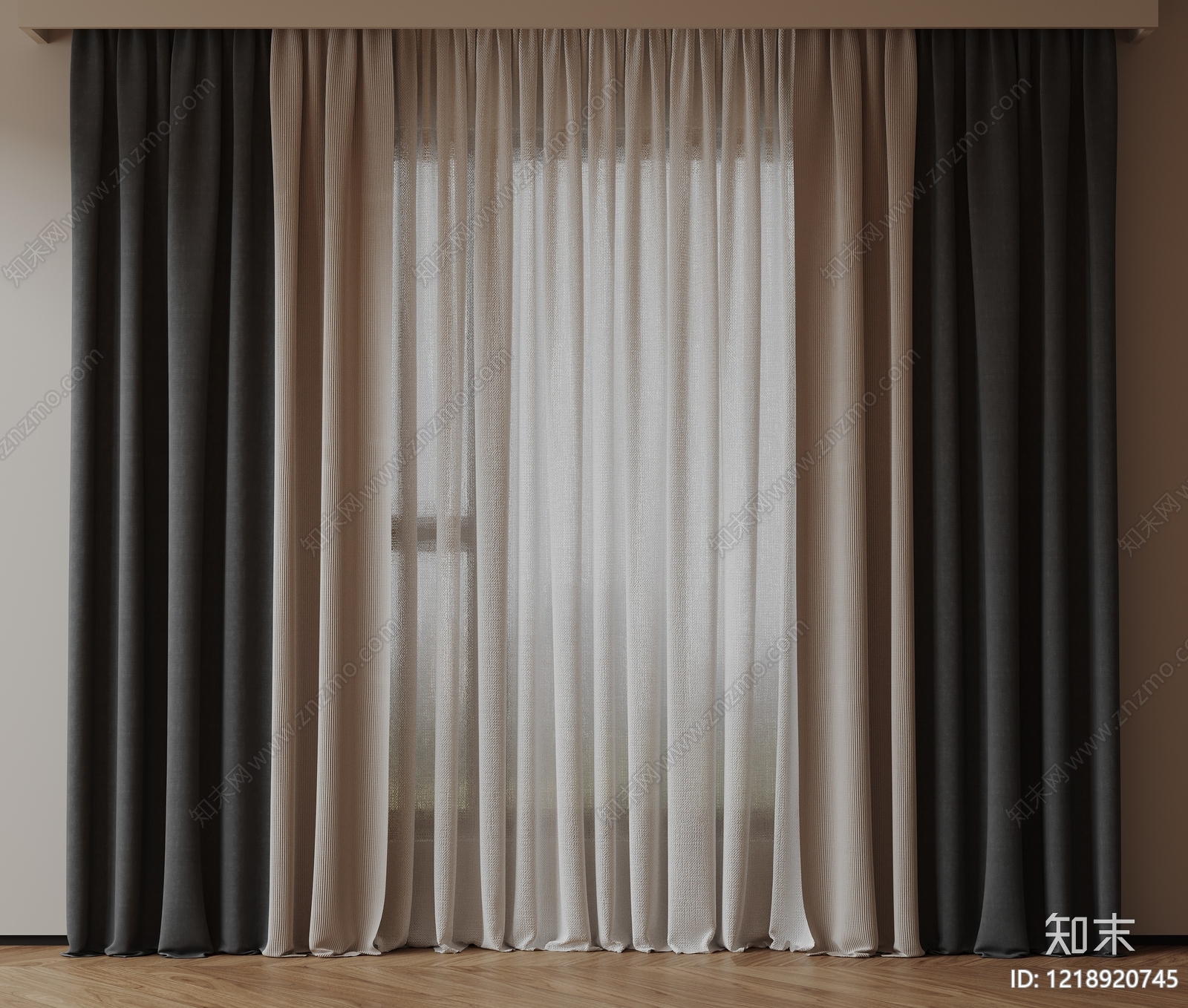 现代简约通用窗帘3D模型下载【ID:1218920745】