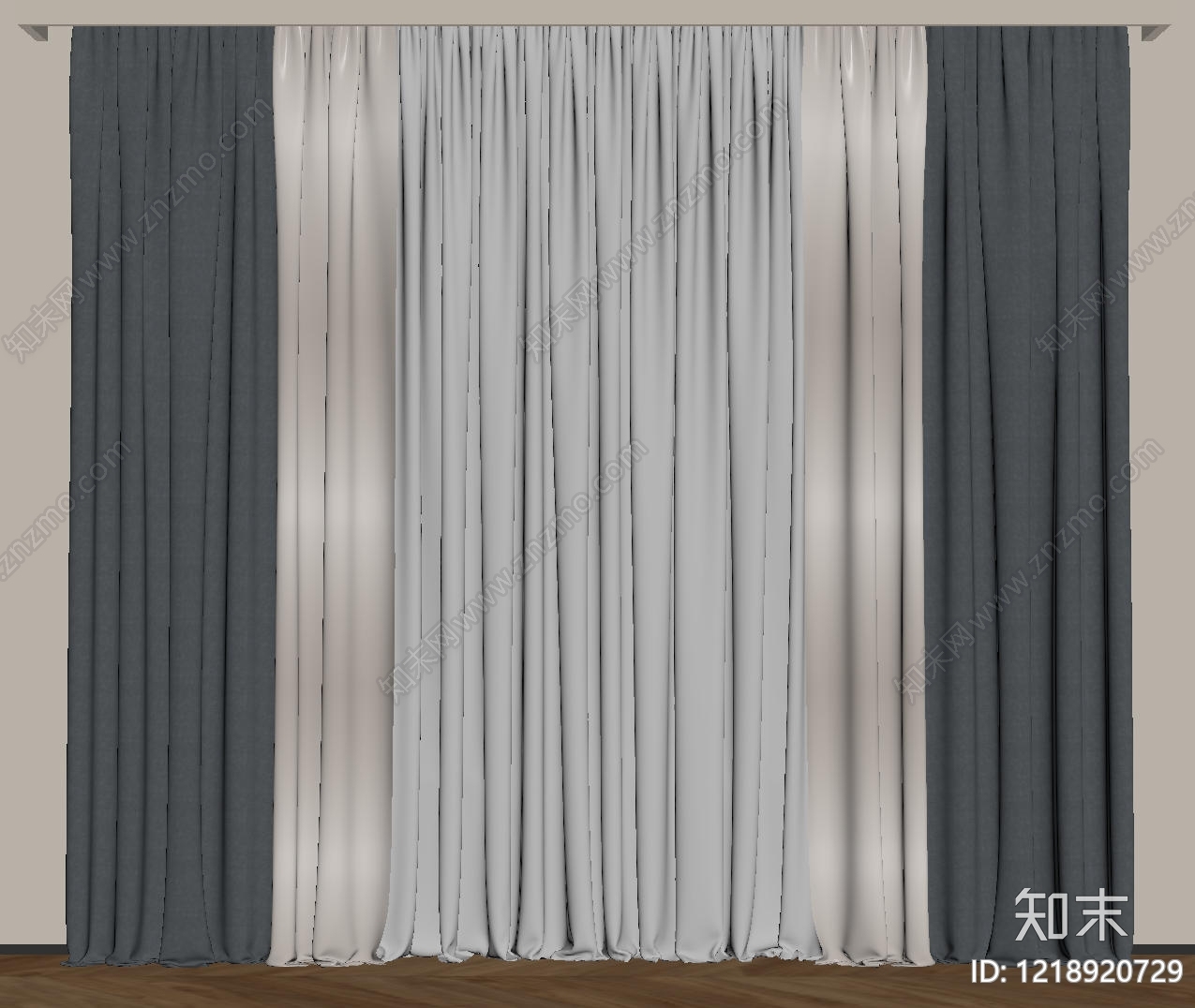 现代简约窗帘SU模型下载【ID:1218920729】