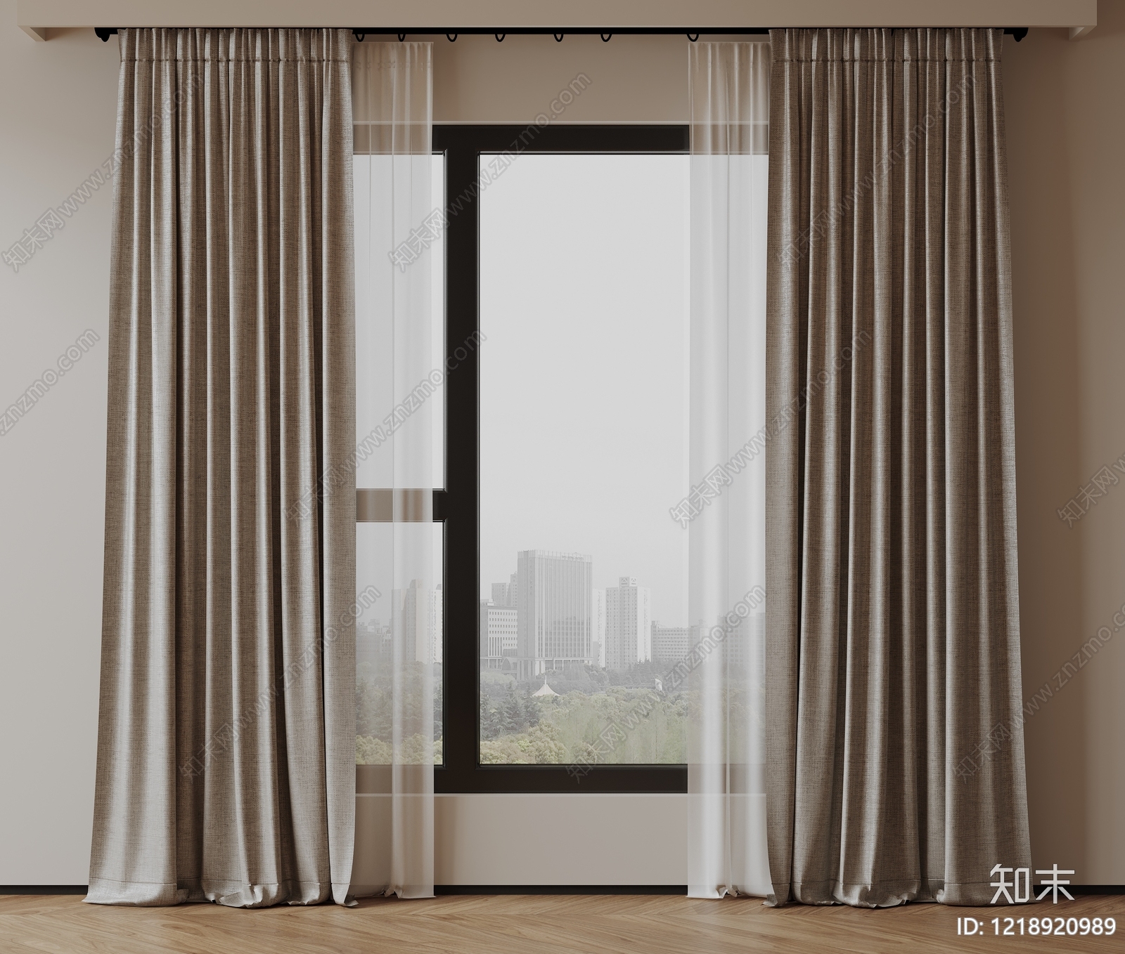 现代简约窗帘SU模型下载【ID:1218920989】