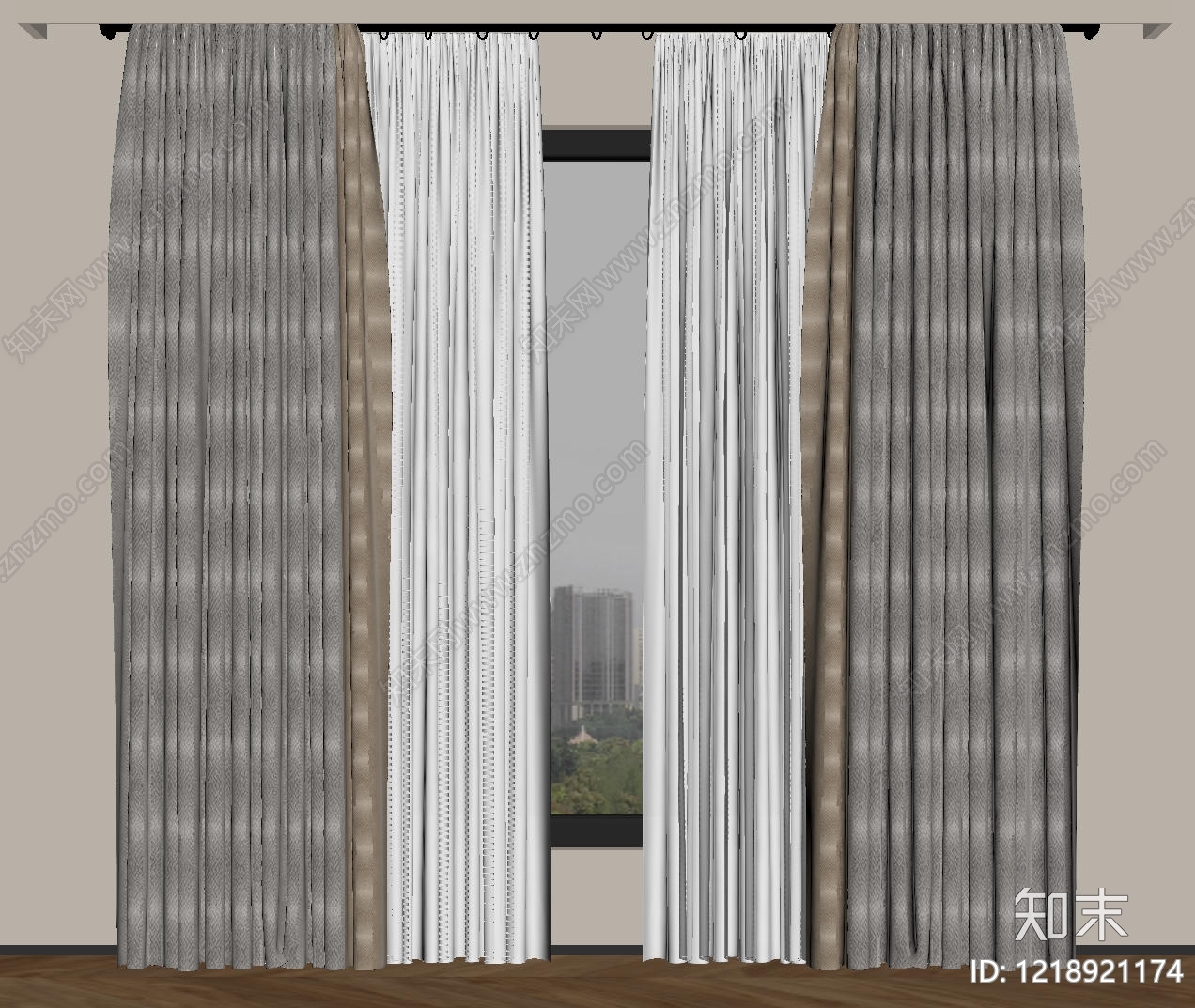 极简窗帘SU模型下载【ID:1218921174】