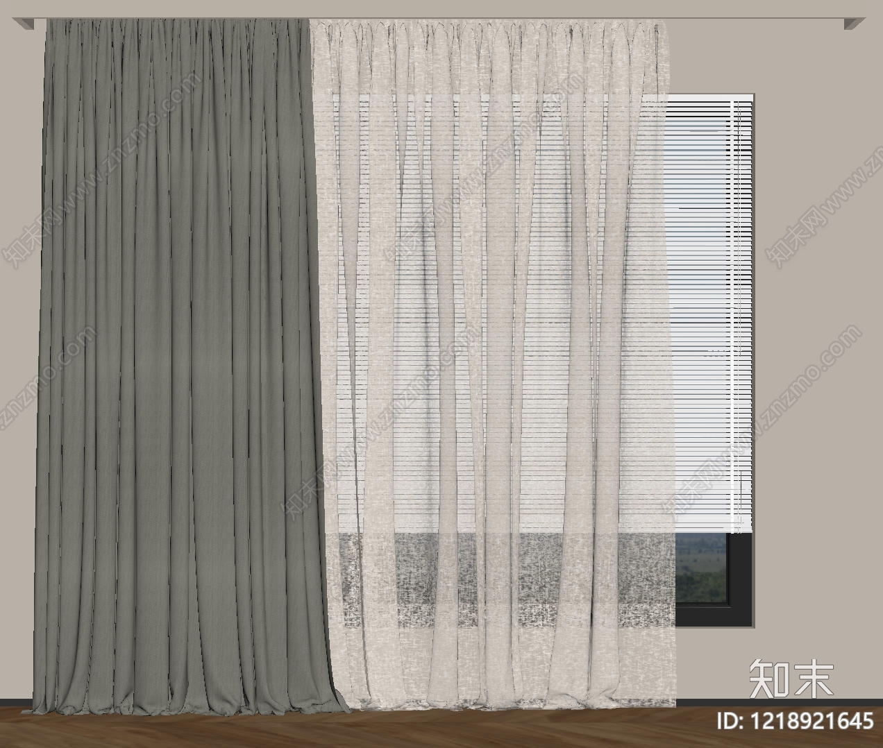 极简窗帘SU模型下载【ID:1218921645】
