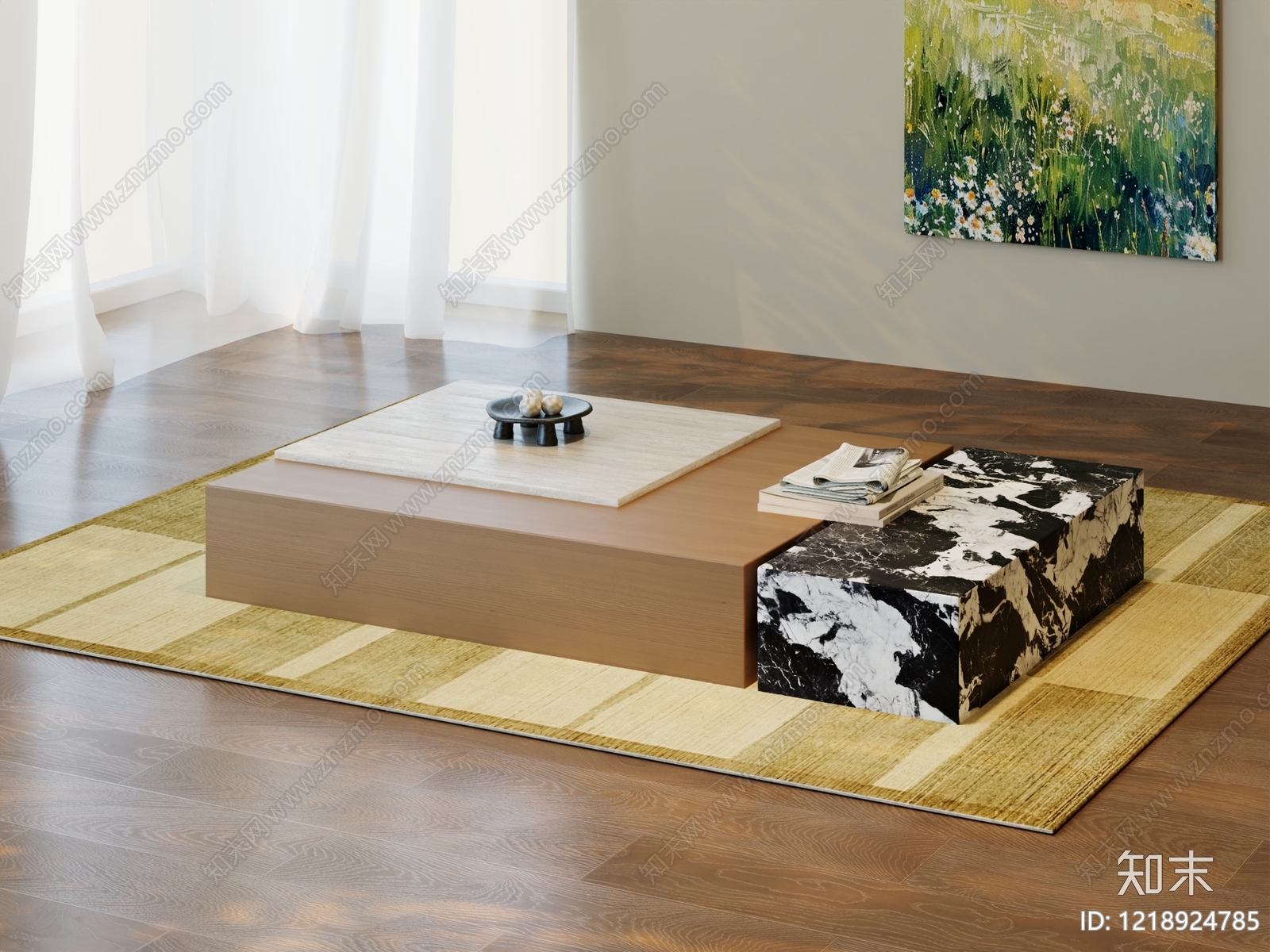现代简约茶几3D模型下载【ID:1218924785】