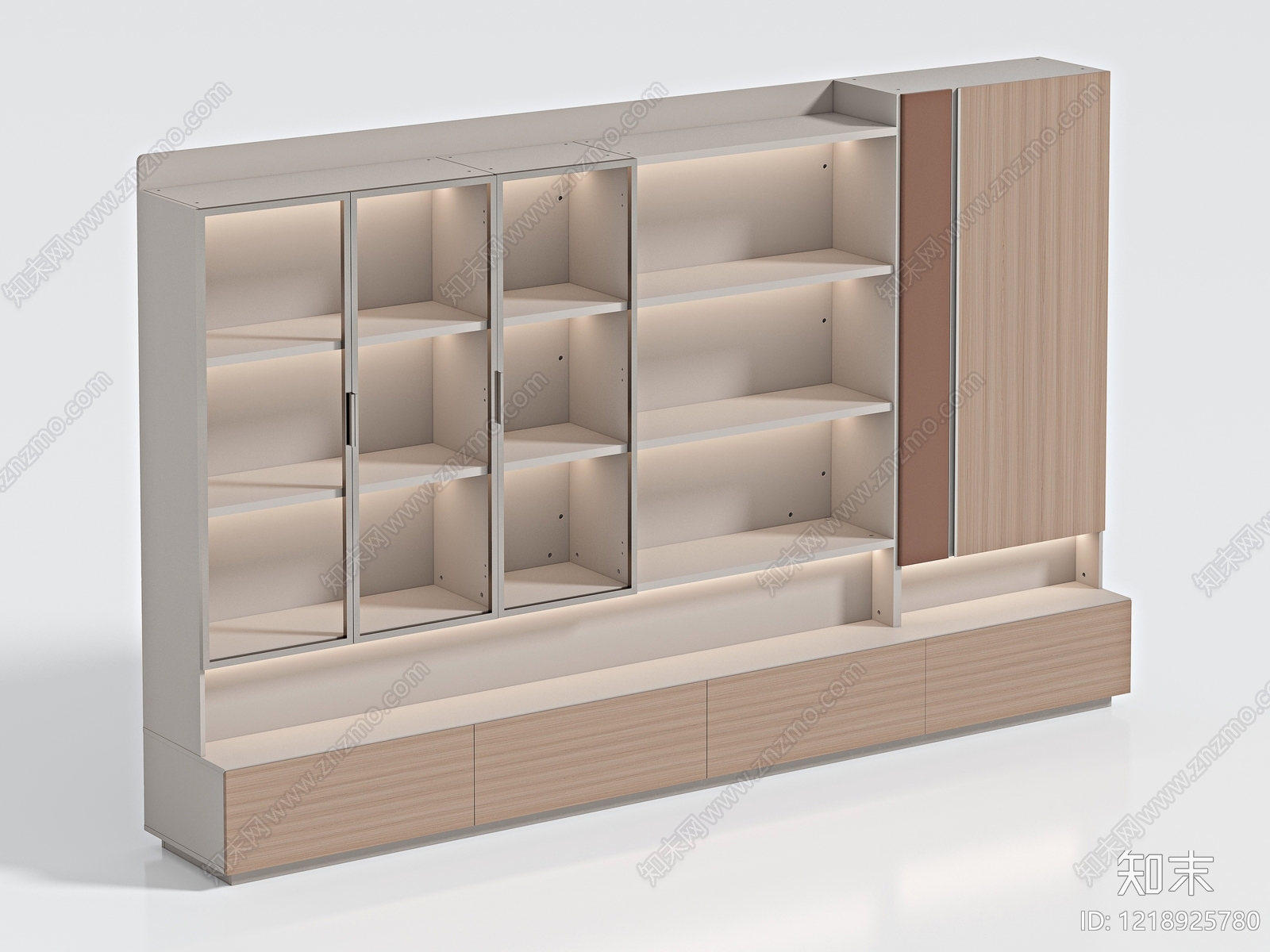 现代简约书柜3D模型下载【ID:1218925780】