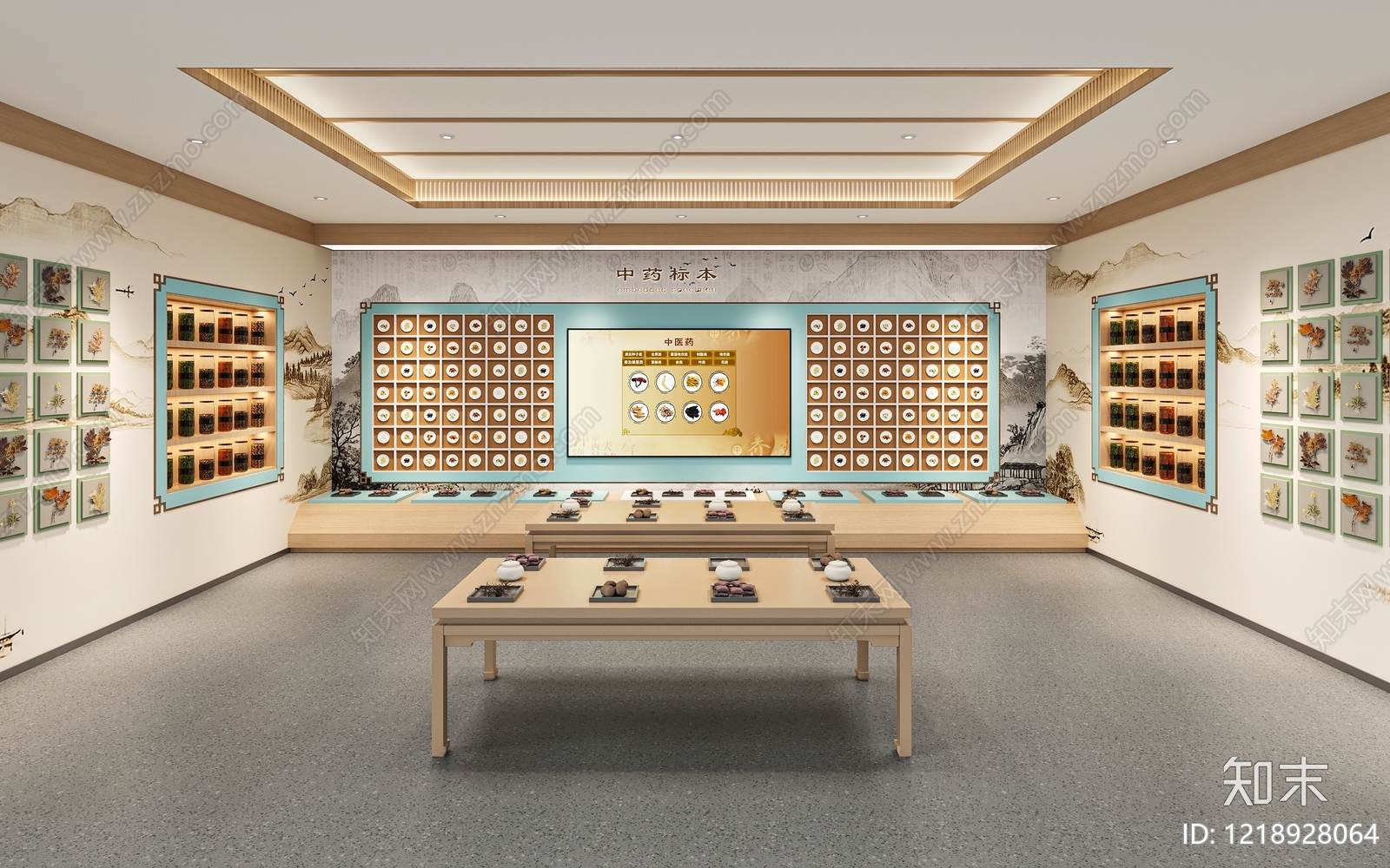 新中式医疗展厅3D模型渲染效果图