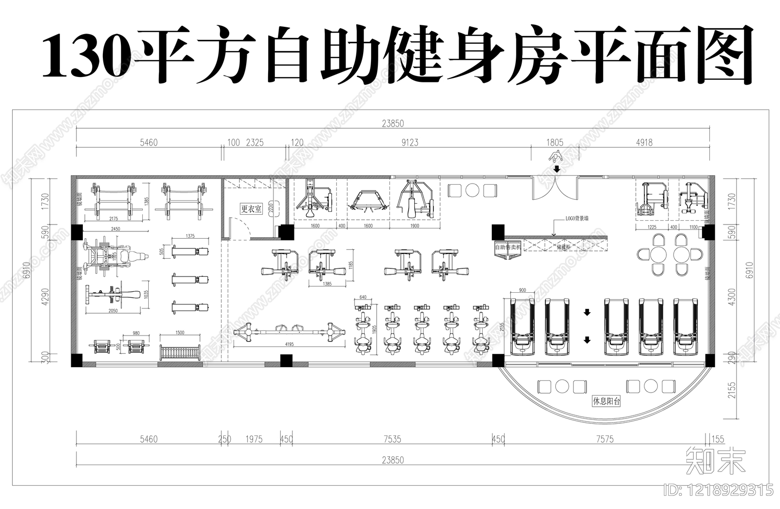 现代健身房CAD图纸