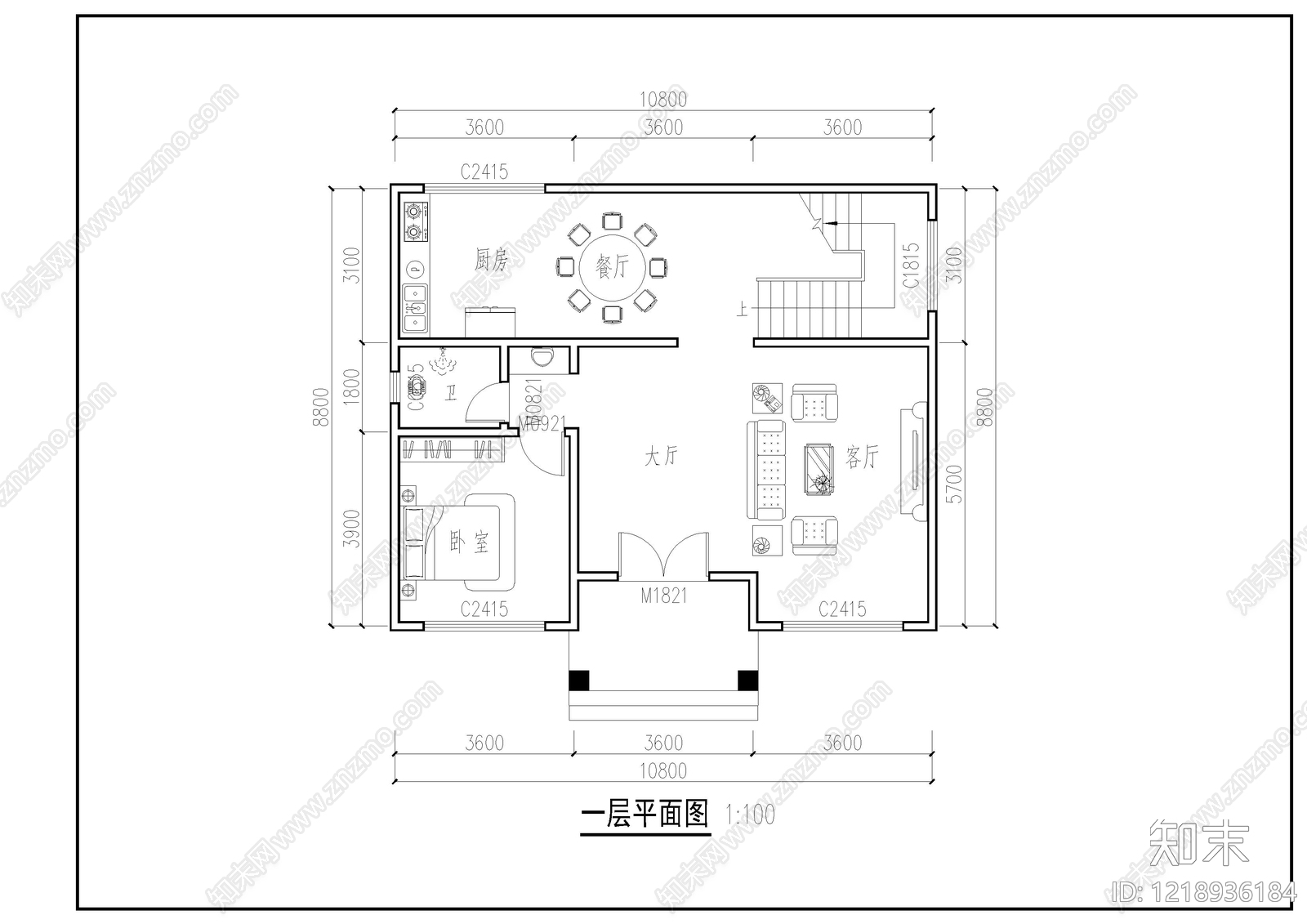 别墅建筑cad施工图下载【ID:1218936184】