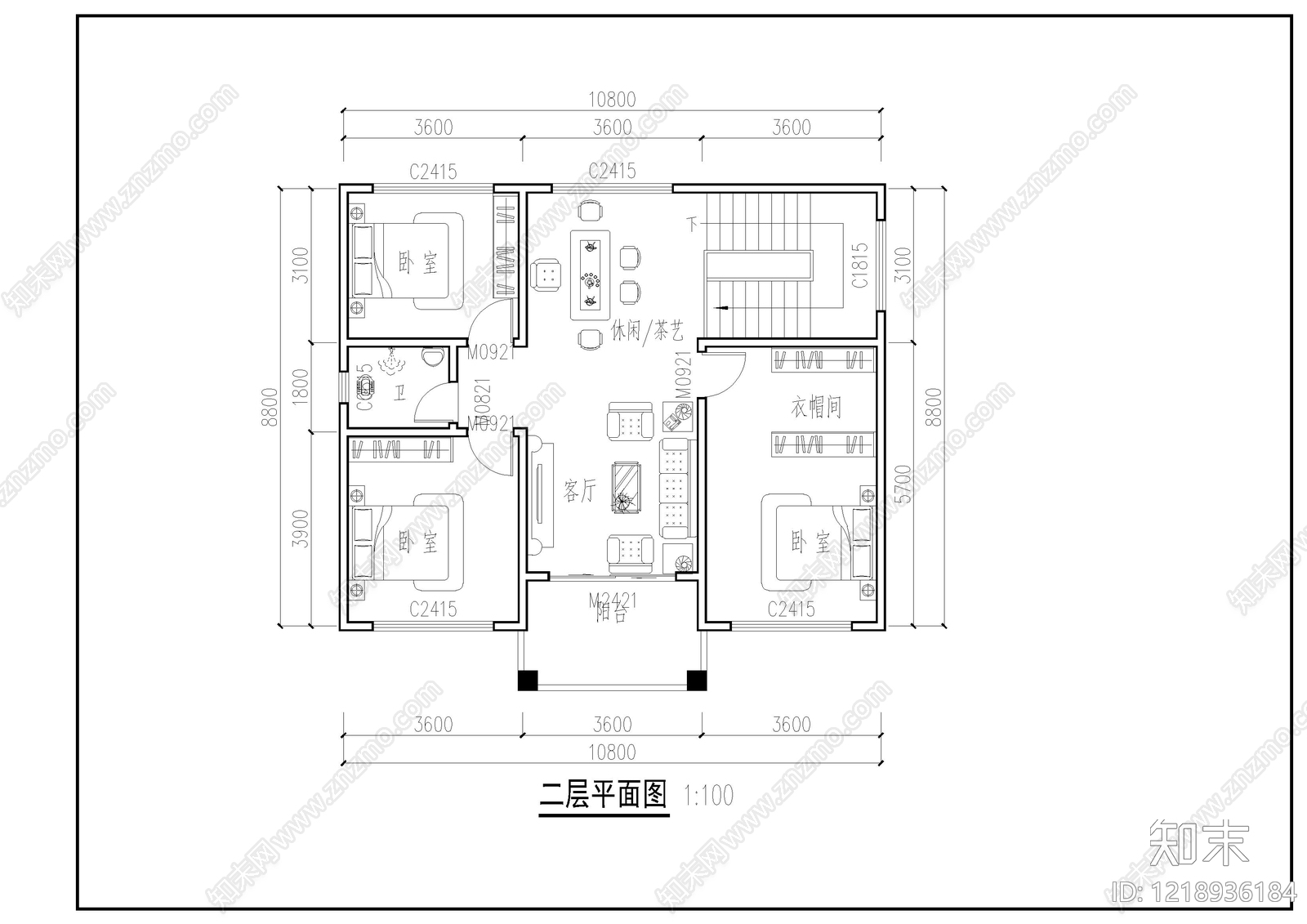别墅建筑cad施工图下载【ID:1218936184】